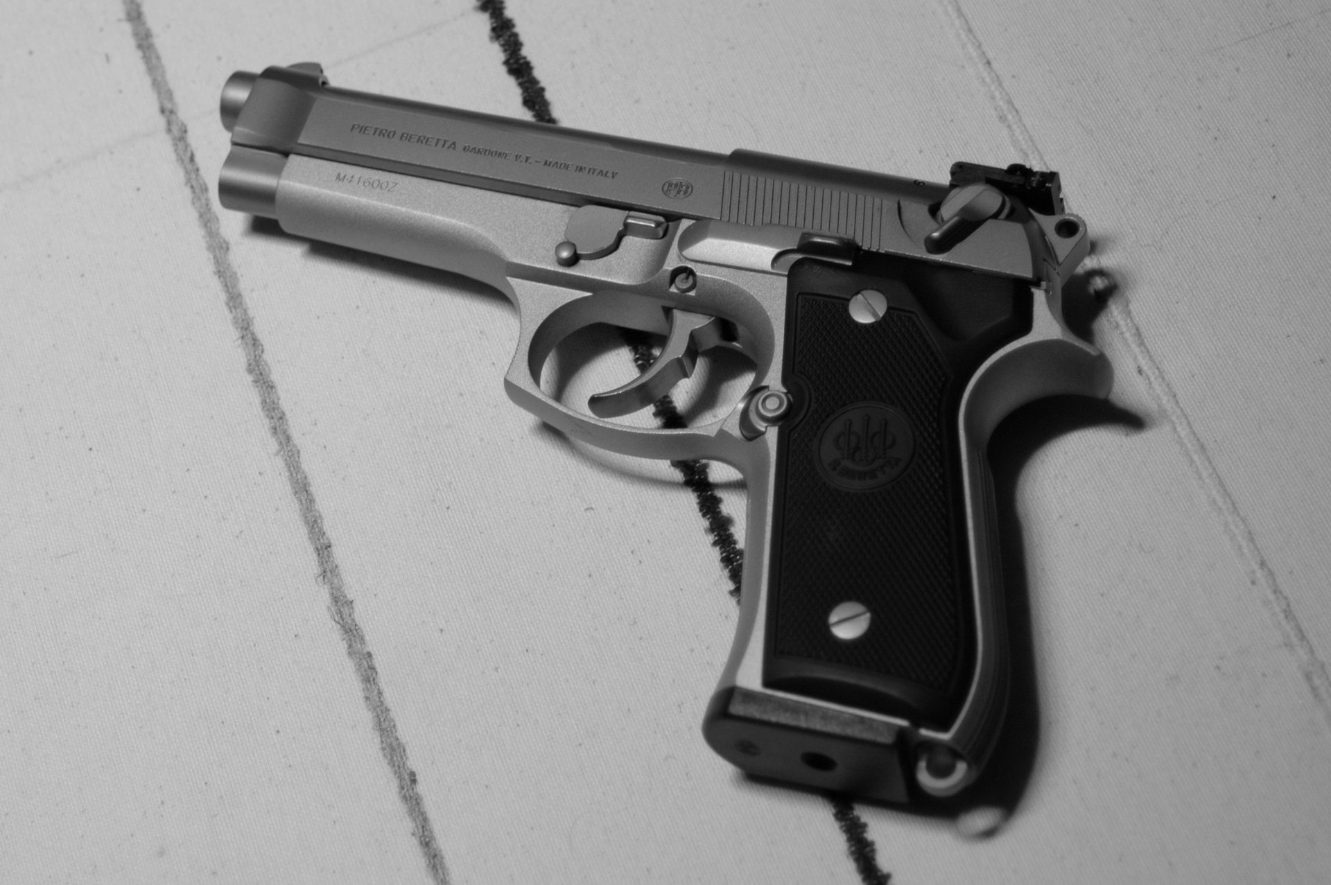 1080P, weapon, handgun, aggression, no people, sign, high angle view, control, government, close-up, warning sign, security, law, Beretta Pistol, social issues, HD Wallpaper