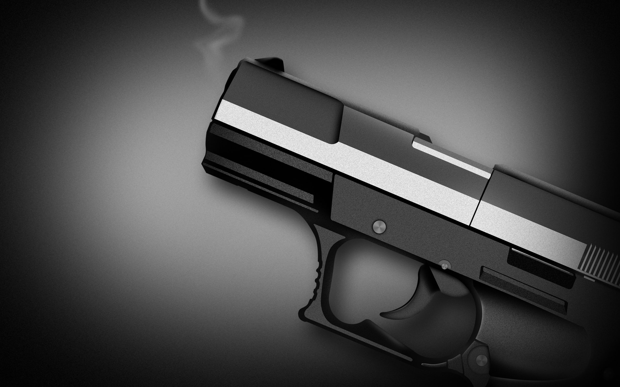 illustration, gray, shoot, 2K, em, black, semi, gun, automatic, pistol, HD Wallpaper