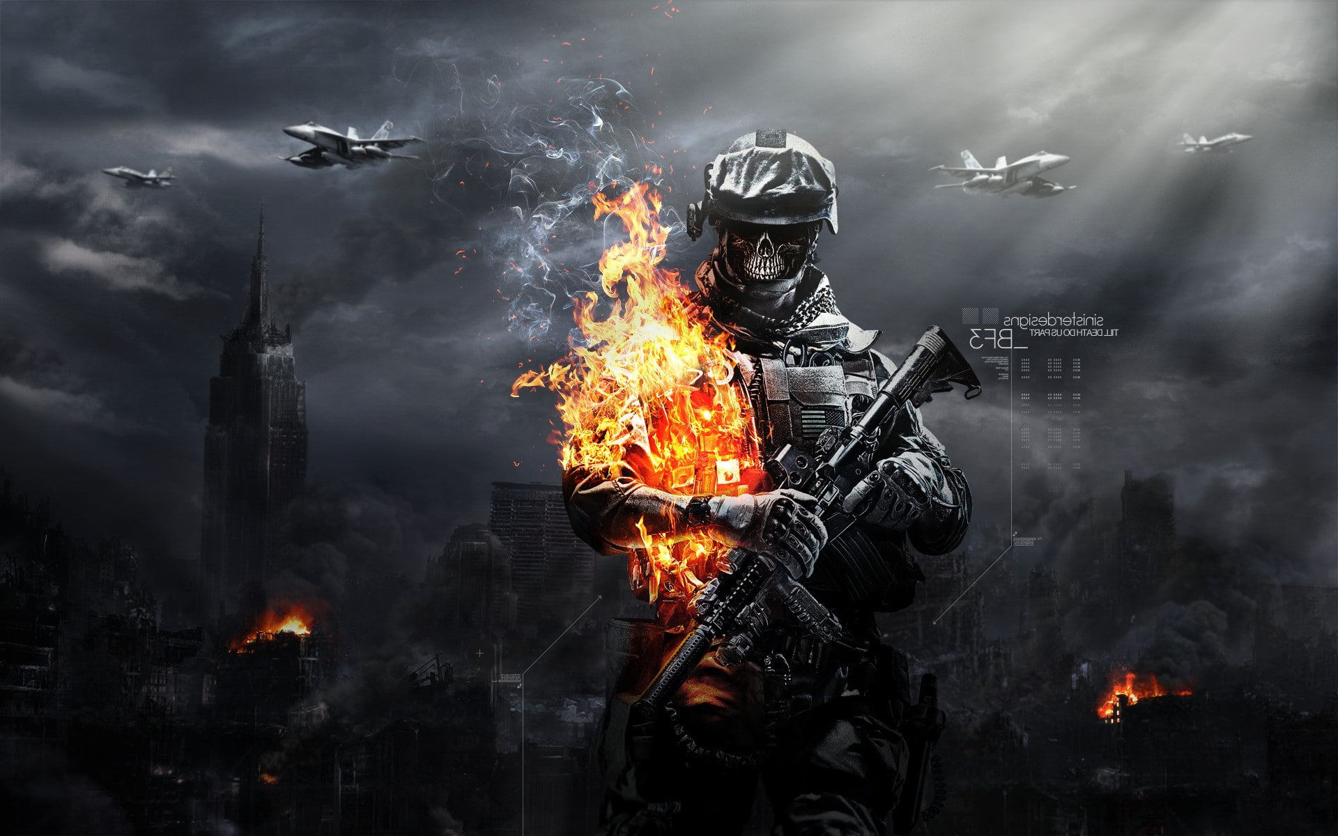 inferno, aggression, destruction, black background, communication, fire - natural phenomenon, mid adult, adult, nature, video games battlefield fire skyscraper jet airplane aircraft destruction weapon military suppressors dark smoke war usa army battlefield 3, HD Wallpaper