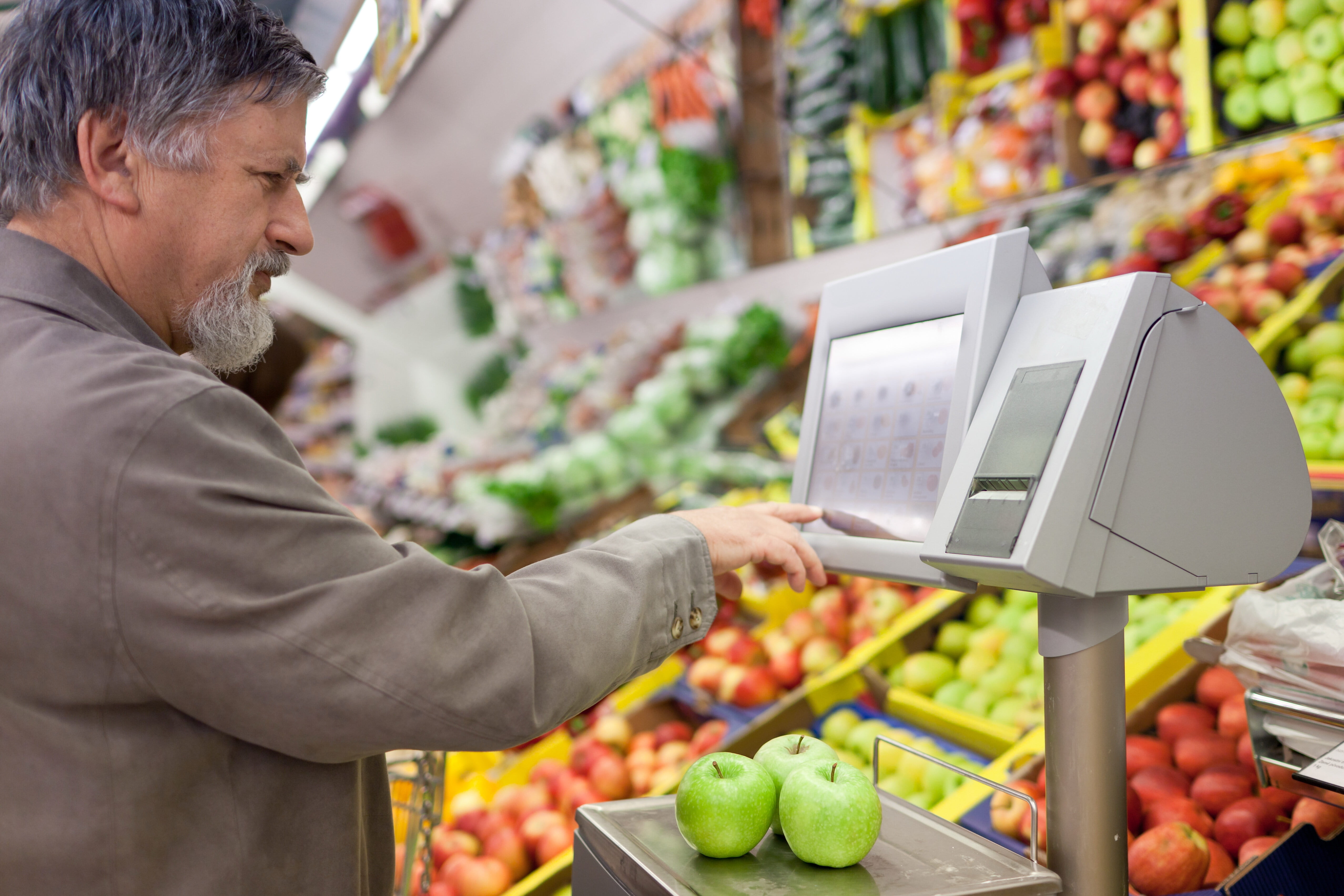 aisle, people, vegetable, holding, caucasian Ethnicity, choice, male, mature Adult, scales, lifestyles, consumerism, machine, gray, one Person, choosing, HD Wallpaper