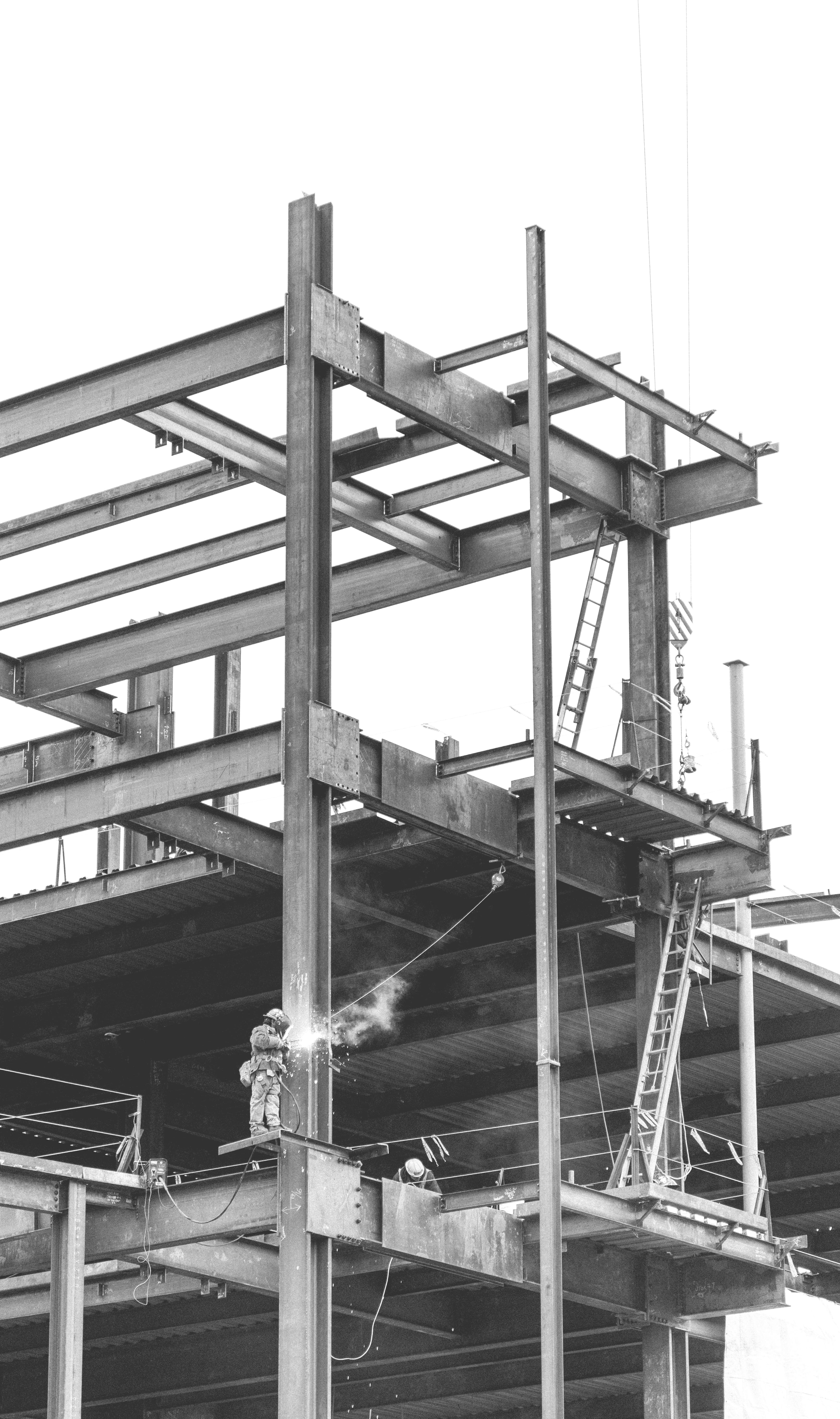 city, construction industry, architecture, water, sky, nature, building exterior, built structure, welding, girder, workers, no people, construction, beams, Phone HD Wallpaper