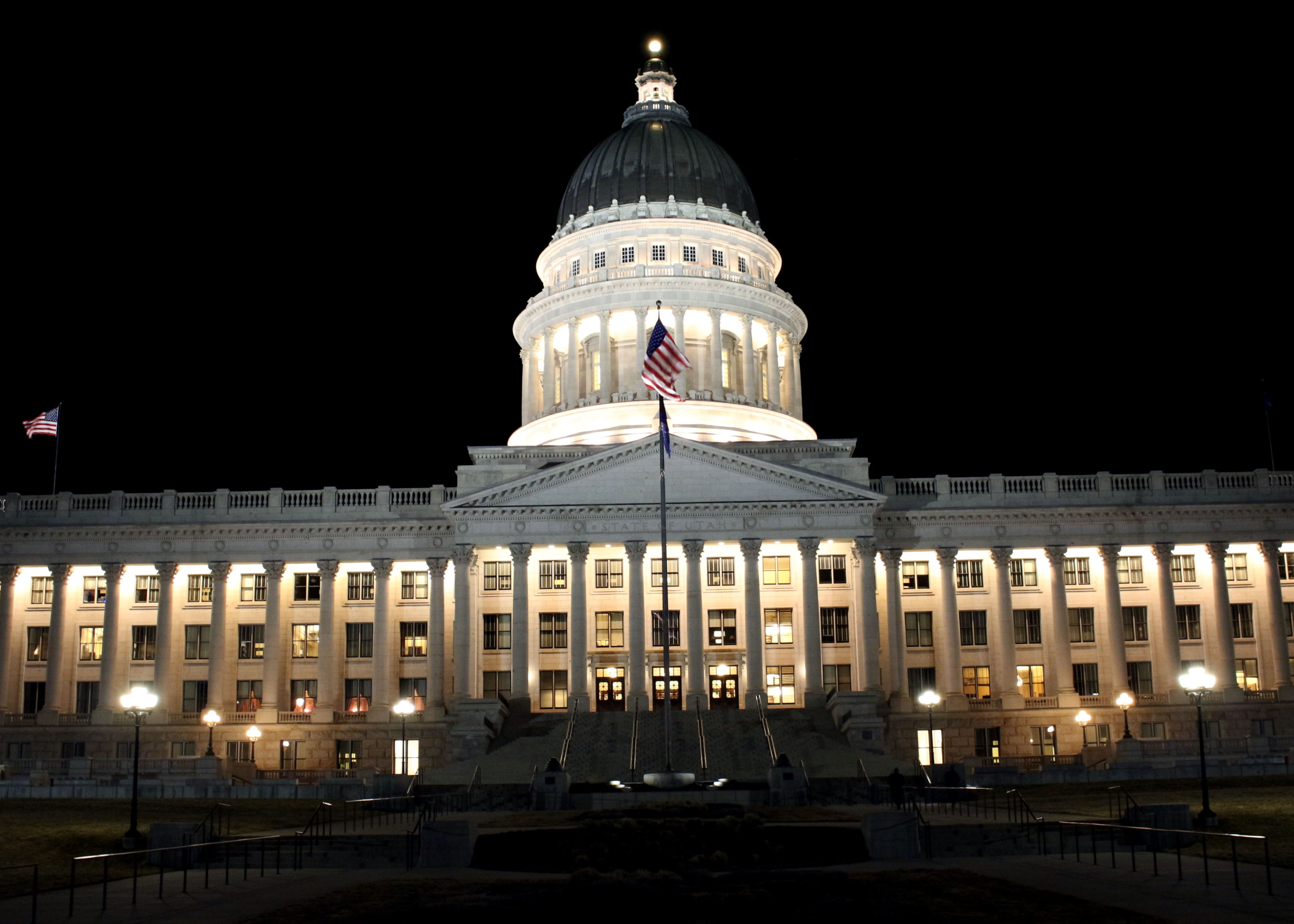night, no people, administration, neo-classical, the past, architecture, tourism, building exterior, usa, nature, history, government, us, colonnade, utah, HD Wallpaper