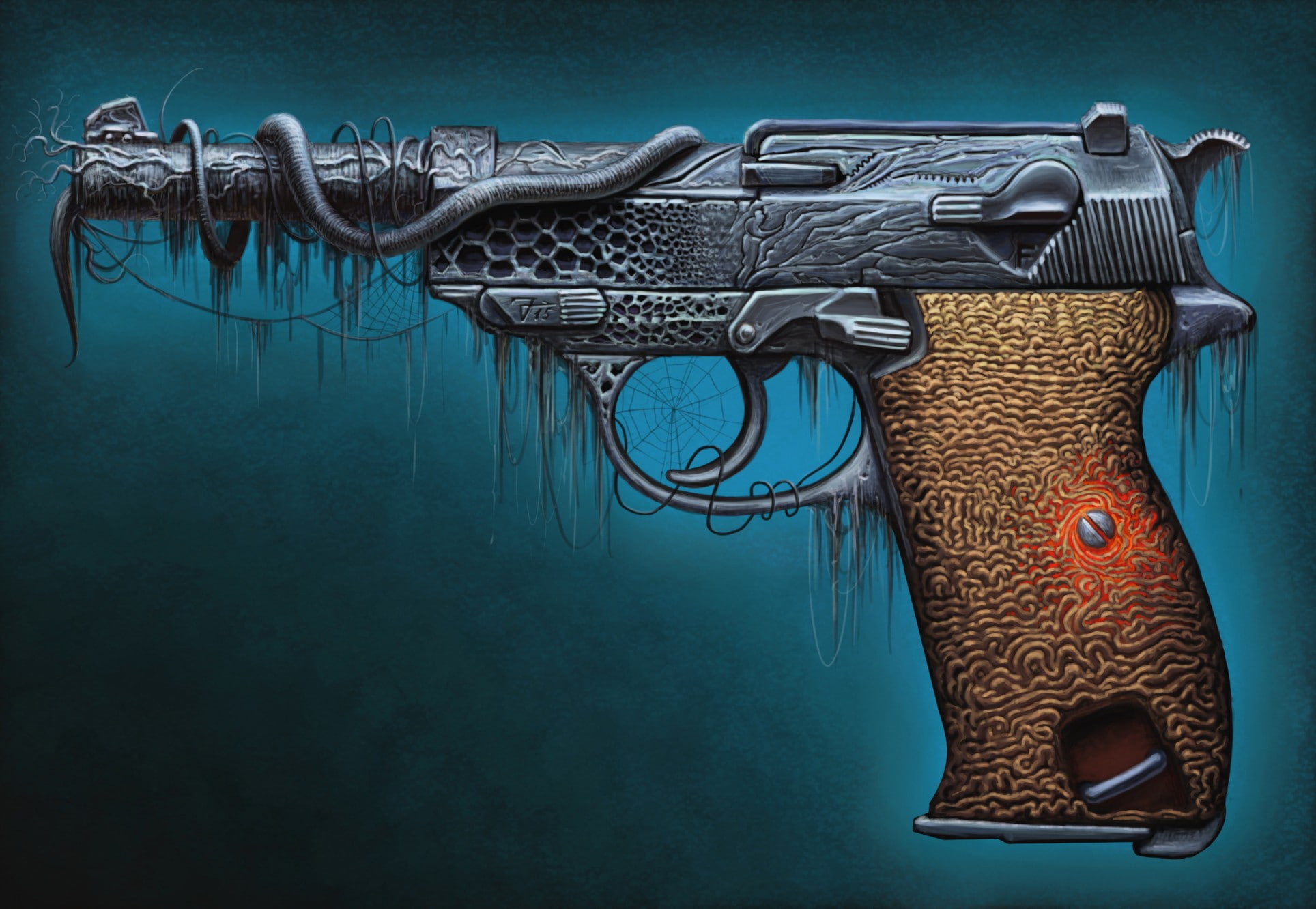Walther P38, 1080P, weapon, animal, indoors, metal, no people, wood - material, warning sign, water, creativity, animal representation, animal themes, HD Wallpaper