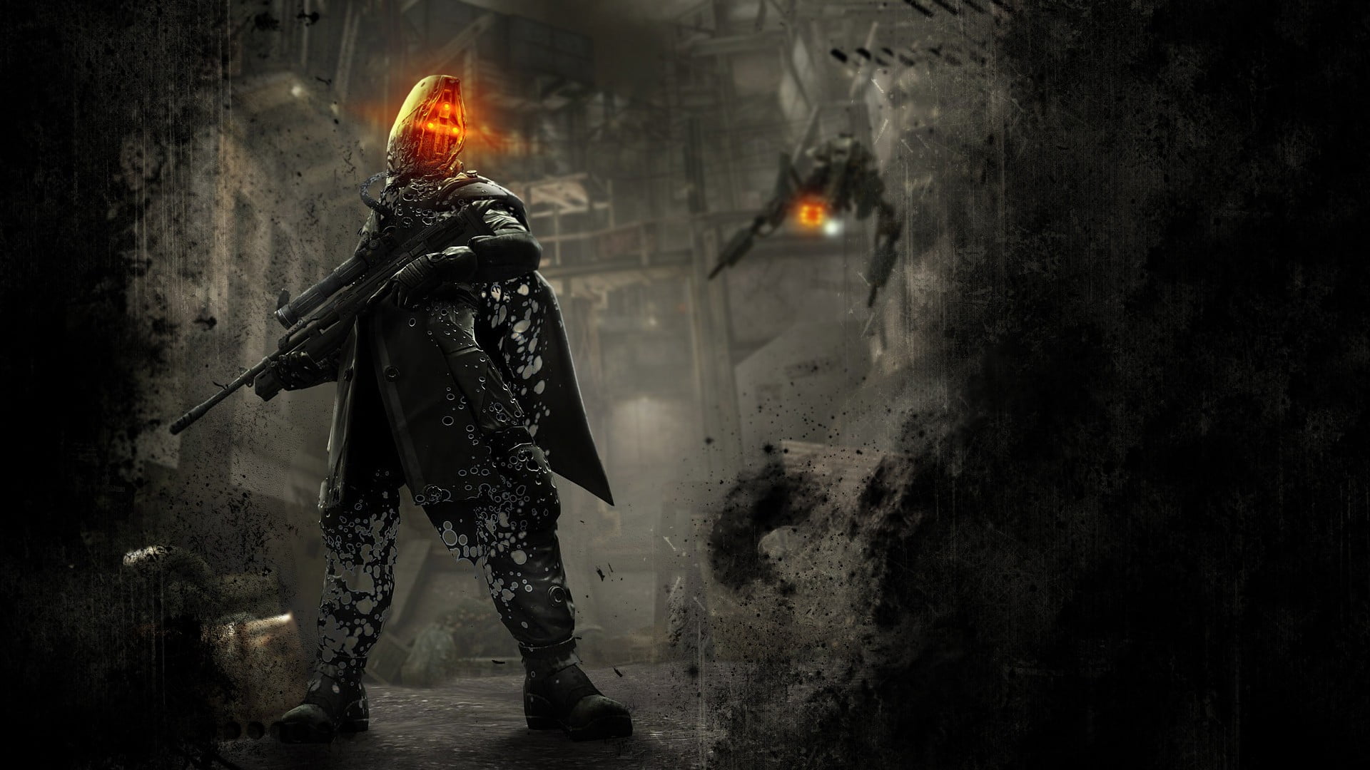 sign, standing, science fiction, people, safety, grunge, Killzone, black, government, fire - natural phenomenon, video games, illuminated, warning sign, HD Wallpaper