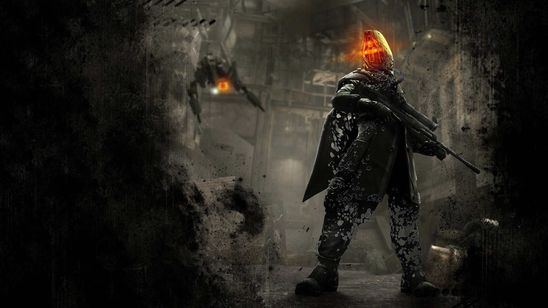 burning, night, architecture, smoke - physical structure, video games, fire, character, fire - natural phenomenon, communication, government, Killzone, HD Wallpaper