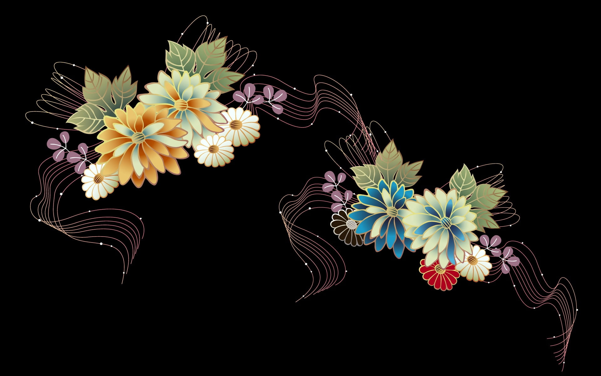 computer Graphic, design, summer, multi Colored, blossom, abstract, creativity, ornate, blue, assorted, 1080P, nature, cut out, flower, single Flower, HD Wallpaper