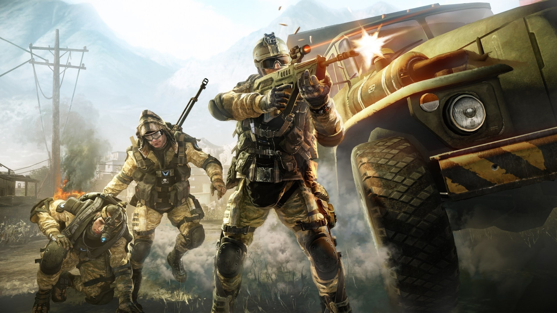 battles, guns, warriors, vehicles, war, explosions, weapons, warface, video games, shooting, military, trucks, soldiers, 1080P, HD Wallpaper