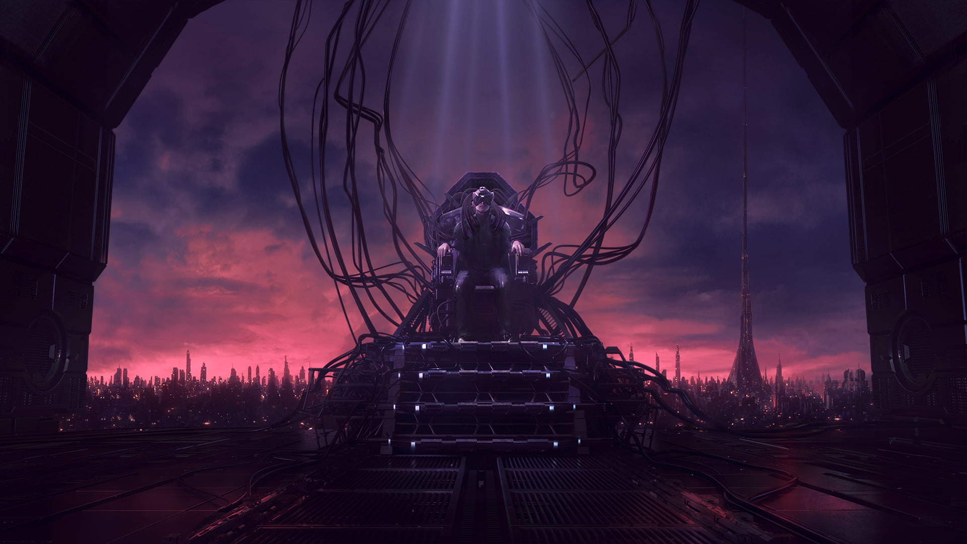 shooter, 1neonc, fighting, fiction, chrome, fps, science, neon, cyberpunk, futuristic, warrior, sci-fi, action, technics, 1080P, HD Wallpaper