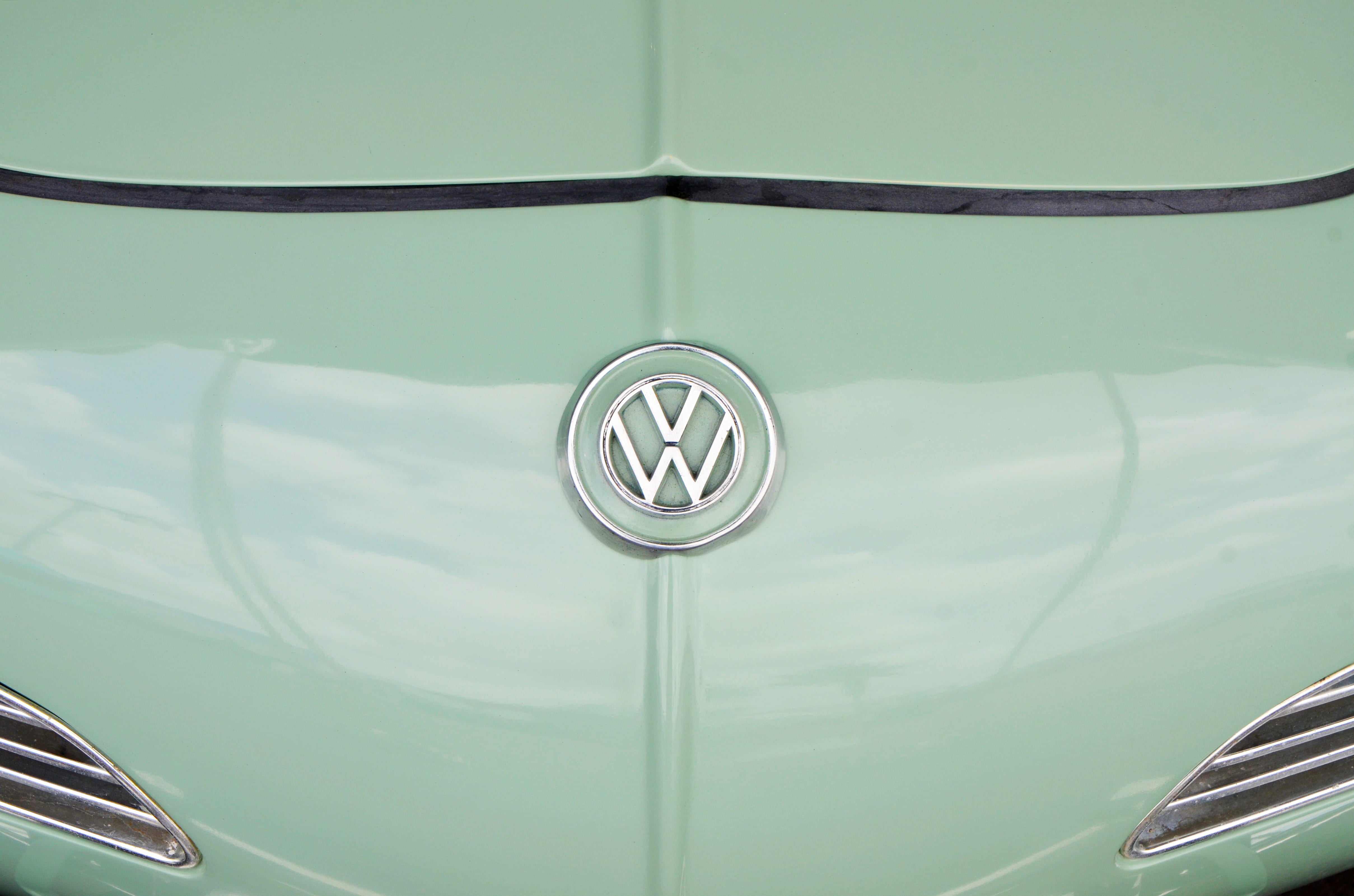 mode of transportation, travel, old vw, metal, bonnet, old car, vintage vw, land vehicle, 4K, vintage car, car, karmann ghium, transportation, logo, directly below, HD Wallpaper