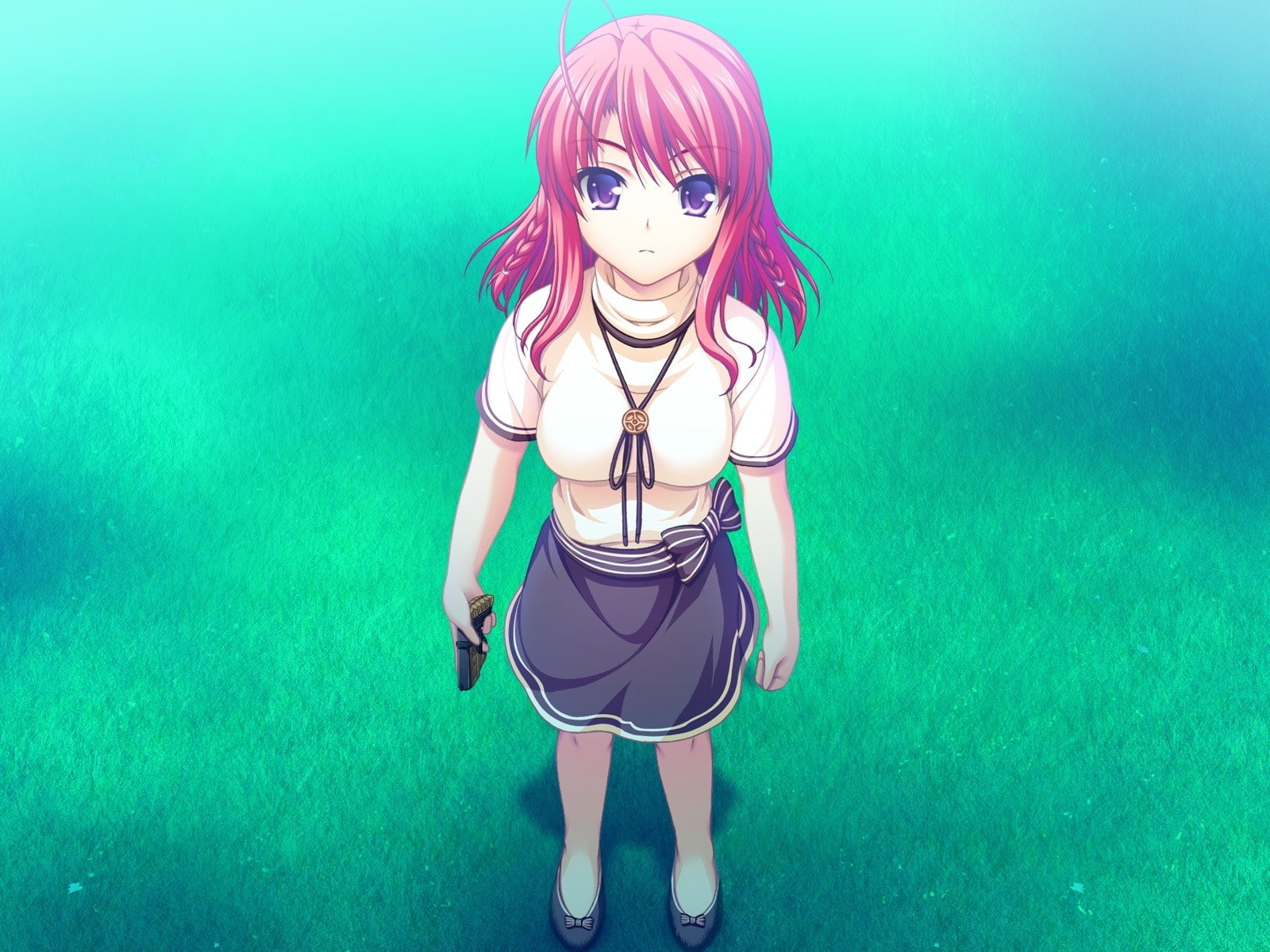 Fake azure arcology, beautiful woman, 720P, looking at camera, lifestyles, front view, one person, long hair, Girl, shorts, beauty, high angle view, fashion, HD Wallpaper