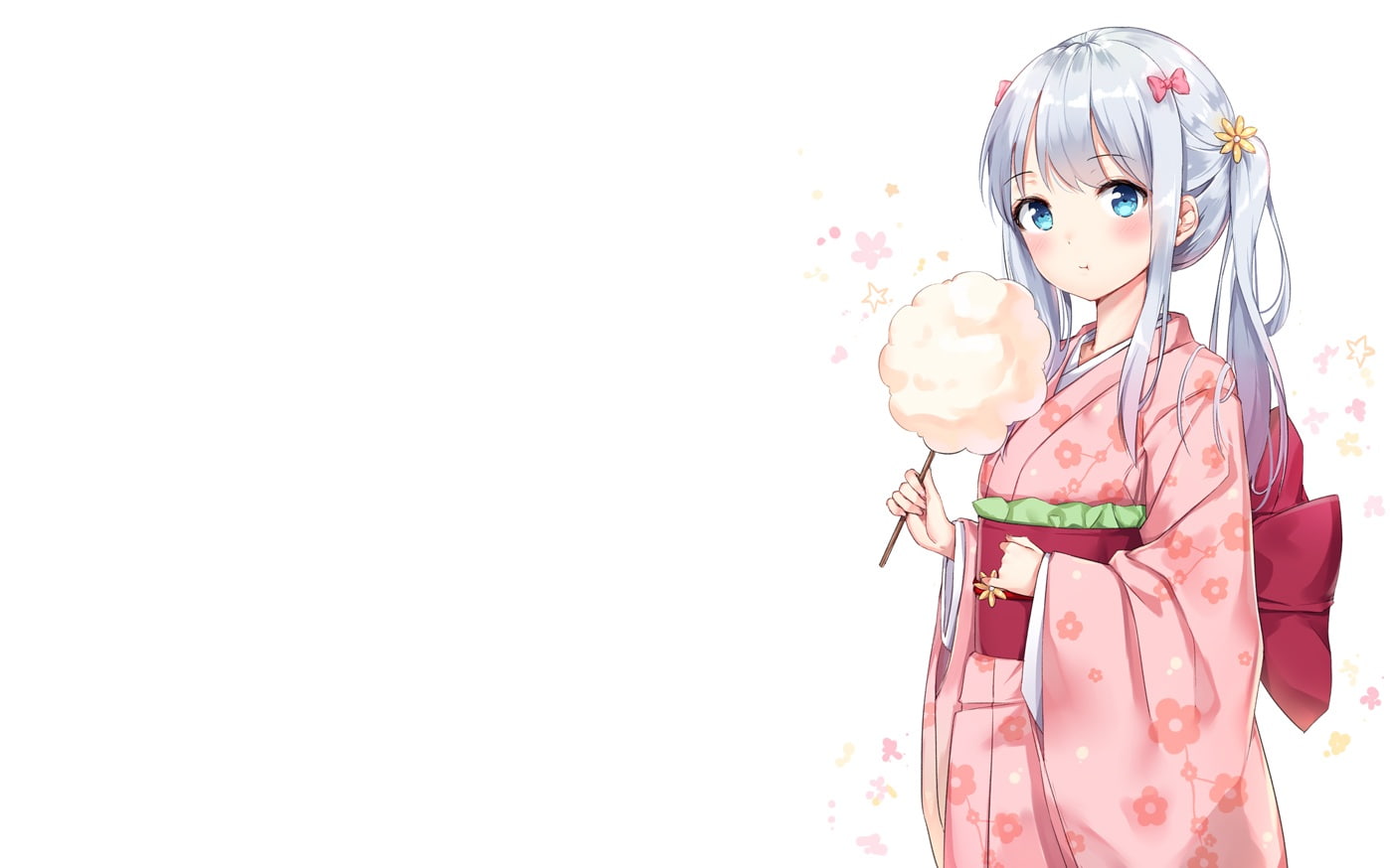 white  background, Eromanga-sensei, 720P, loli, anime girls, white hair, Izumi Sagiri, HD Wallpaper