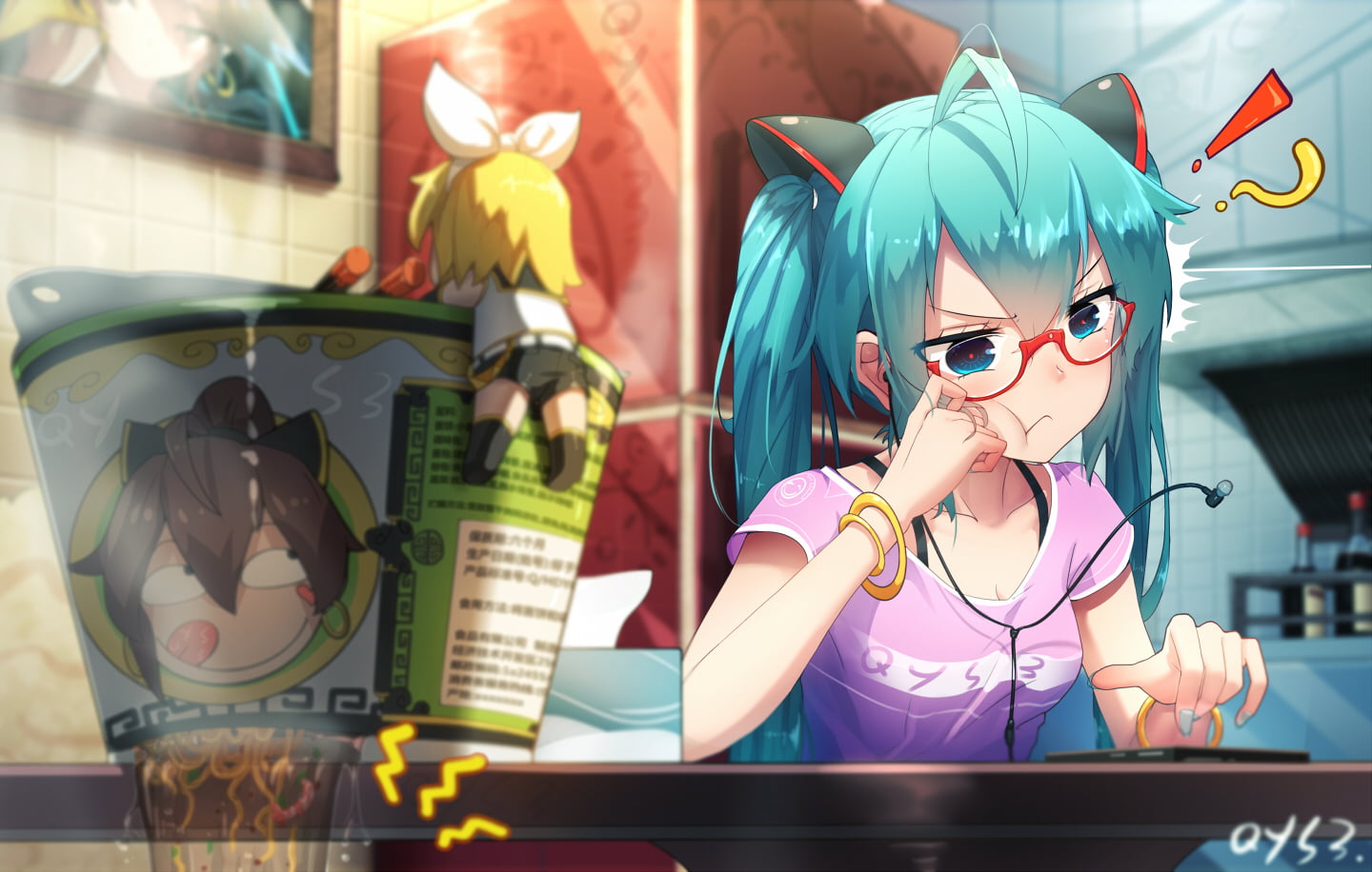anime girls, 720P, Hatsune Miku, Kagamine Rin, Bai Yemeng, glasses, Vocaloid, HD Wallpaper