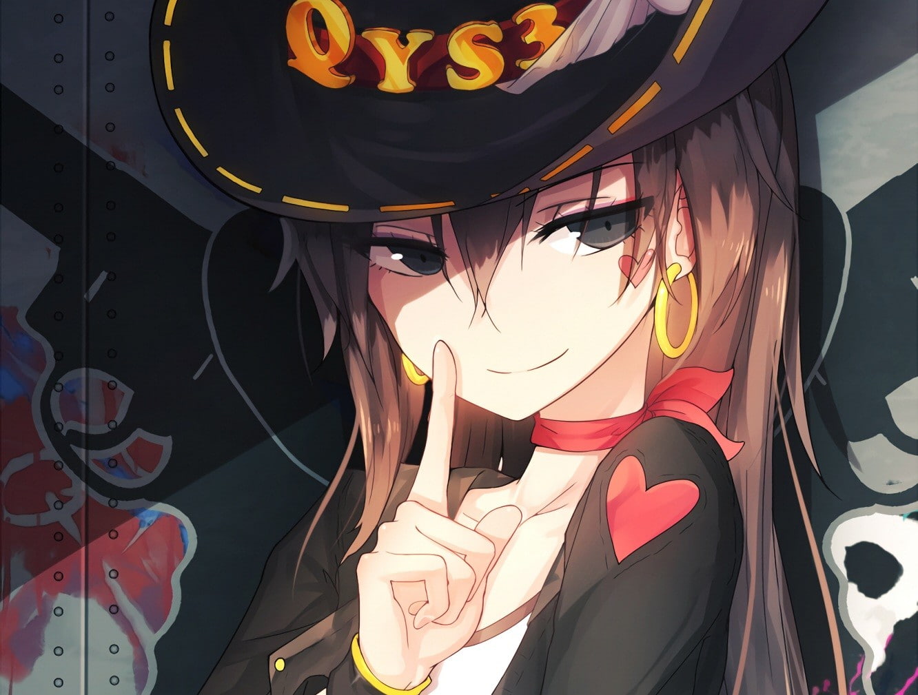 720P, black eyes, Tian Ling Qian Ye, choker, witch hat, tattoo, long hair, witch, Halloween, HD Wallpaper