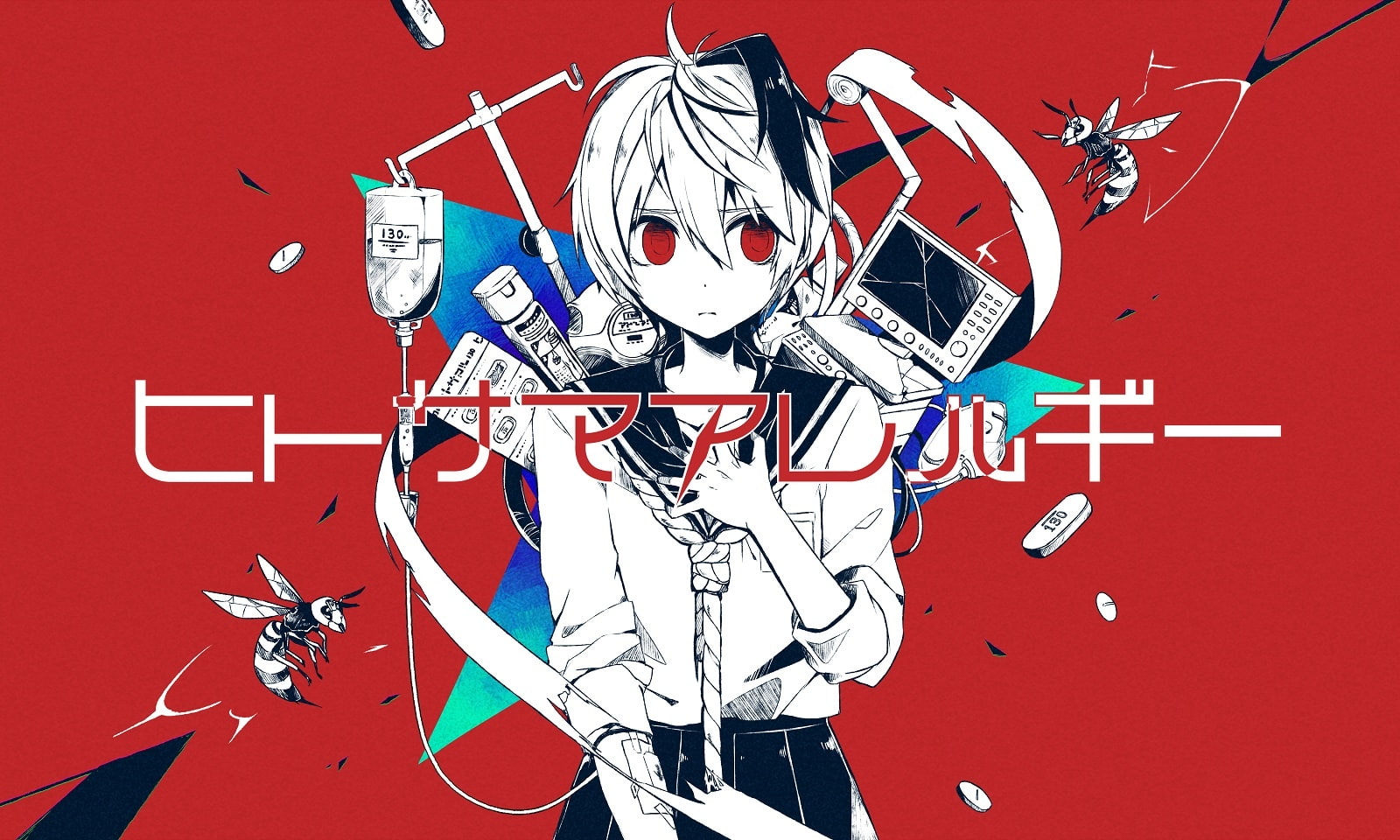 com, animal, skirt, 240156, konachan, seifuku, 720P, nou, aliasing, red, polychromatic, vocaloid, eyes, HD Wallpaper