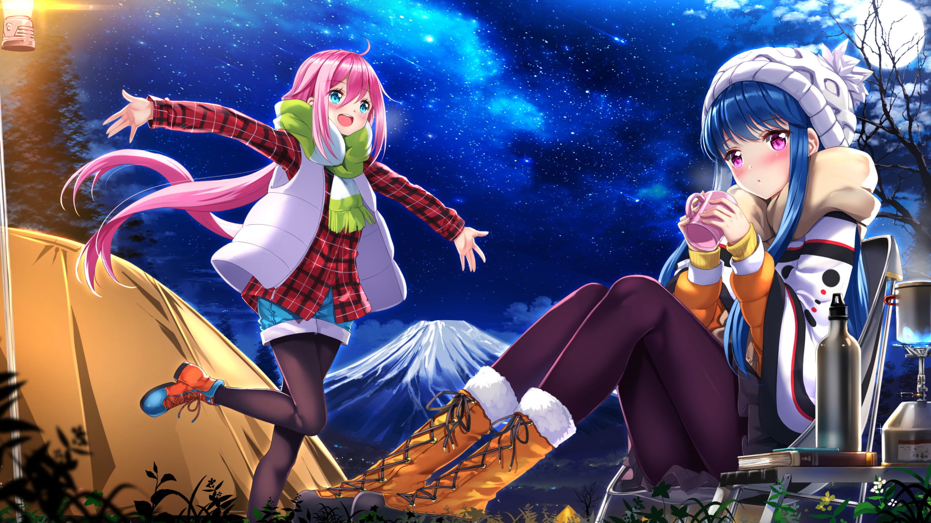 outdoors, fashion, beautiful woman, people, nature, event, night, sitting, stage, clothing, young women, adult, young adult, women, Nadeshiko Kagamihara, HD Wallpaper