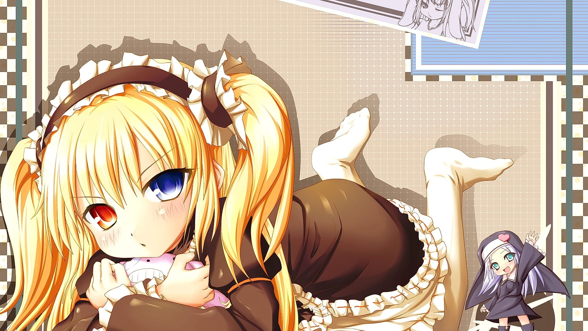 anime girls, red eyes, looking at viewer, heterochromia, loli, maid outfit, Hasegawa Kobato, anime, 1080P, Boku wa Tomodachi ga Sukunai, long hair, twintails, HD Wallpaper