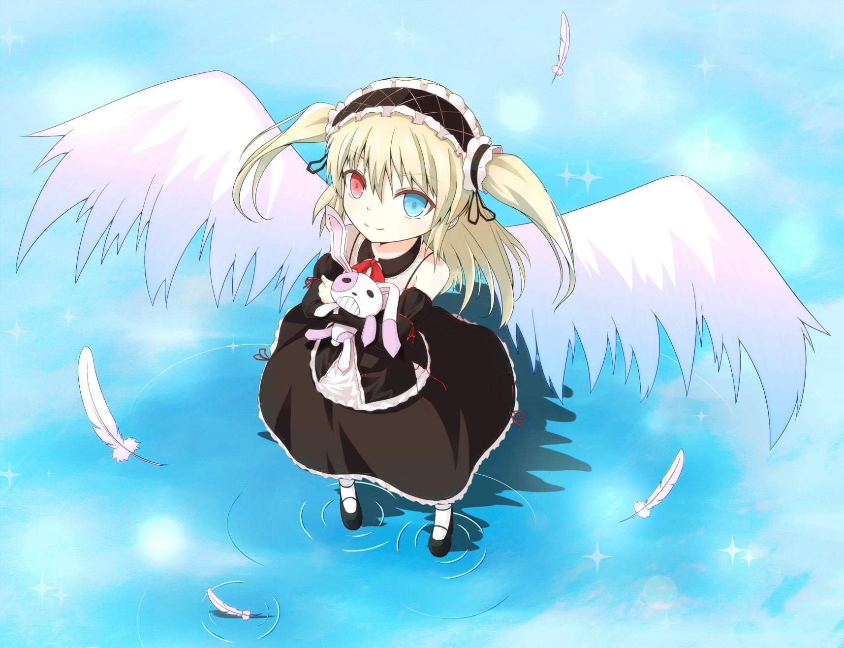 boku wa tomodachi ga sukunai, 720P, blonde, heterochromia, hasegawa kobato, wings, Anime, HD Wallpaper