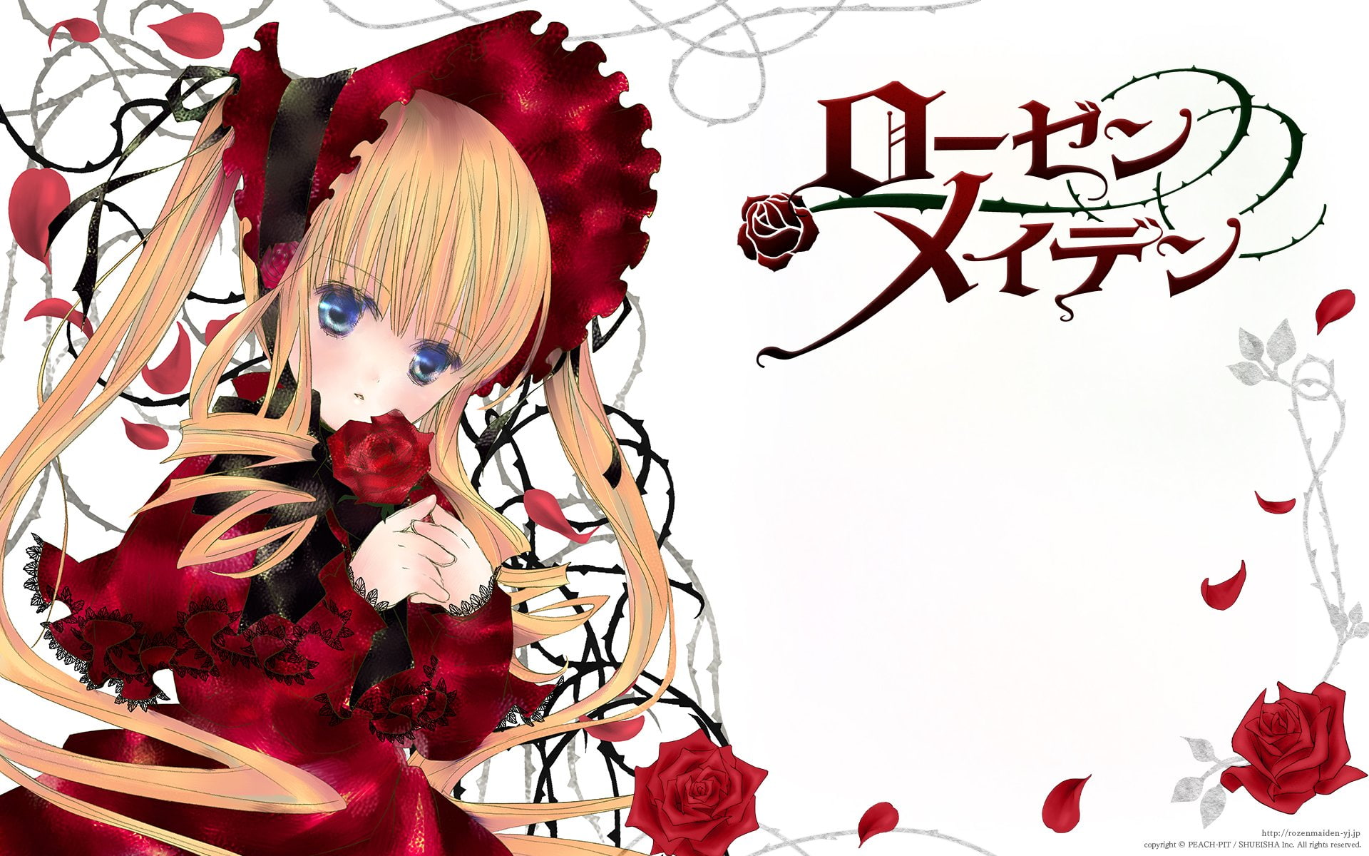 flowers, maiden, peach pit, lolita, 1080P, dress, fashion, rozen, shinku, rose, HD Wallpaper