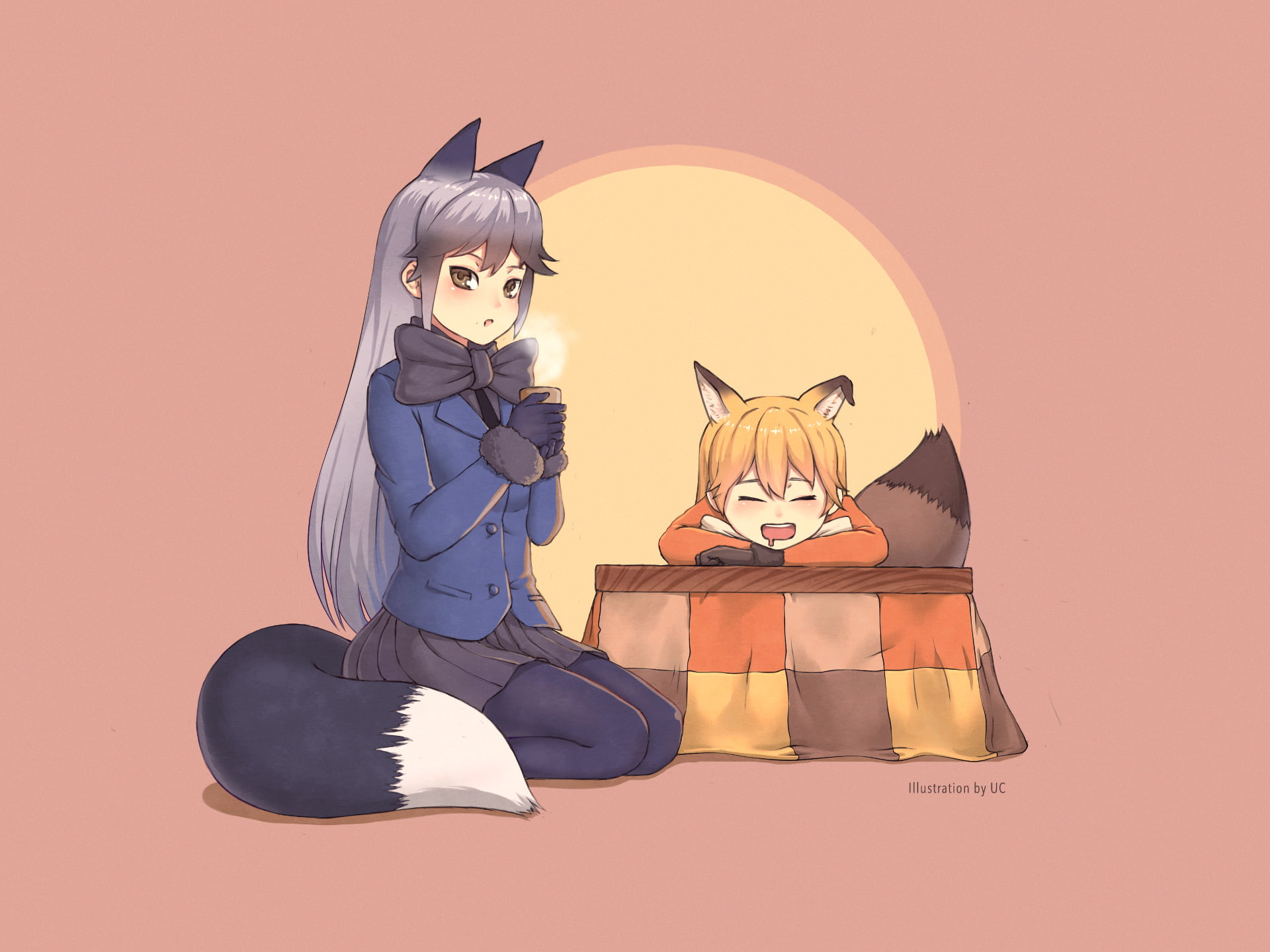 Kemono Friends, Silver Fox (Kemono Friends), Anime, Ezo Red Fox (Kemono Friends), 1080P, HD Wallpaper