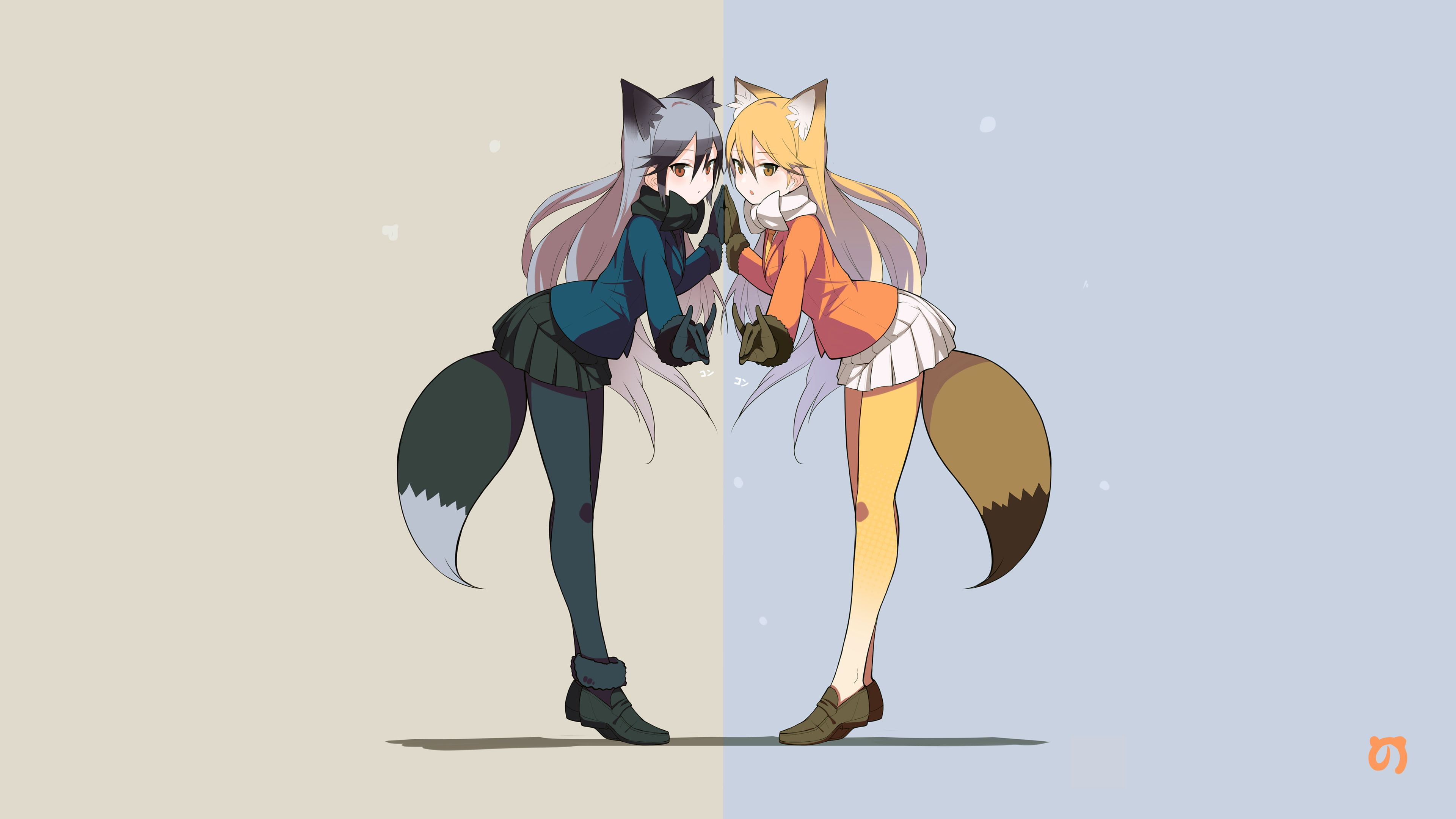 animal ears, 4K, anthropomorphic, white background, silver fox, representation, men, people, full length, unrecognizable person, business, red fox, real people, HD Wallpaper