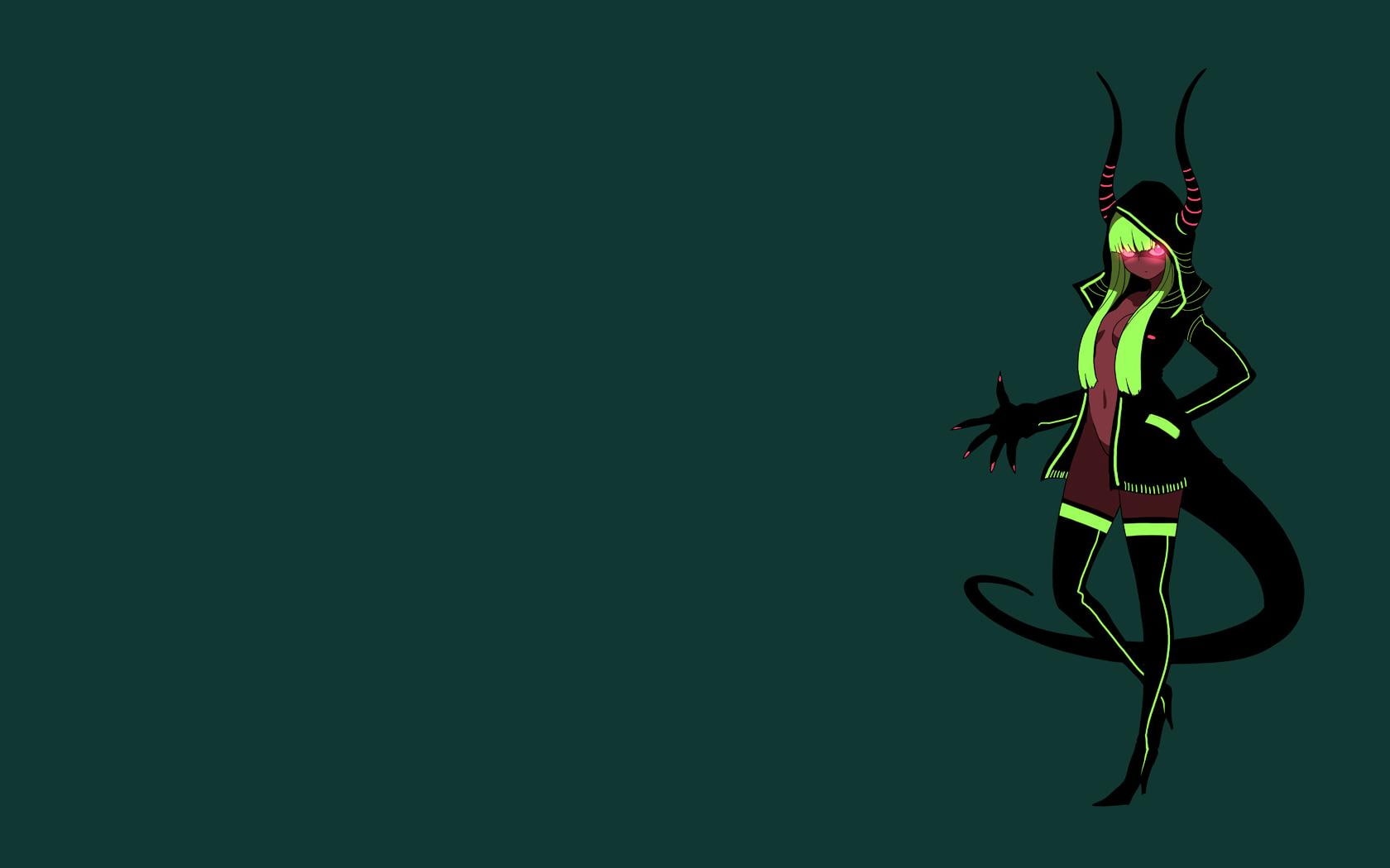 illustration, tail, woman, fantasy girl, minimalism, girl, wearing, black, 720P, dragon, fantasy, HD Wallpaper