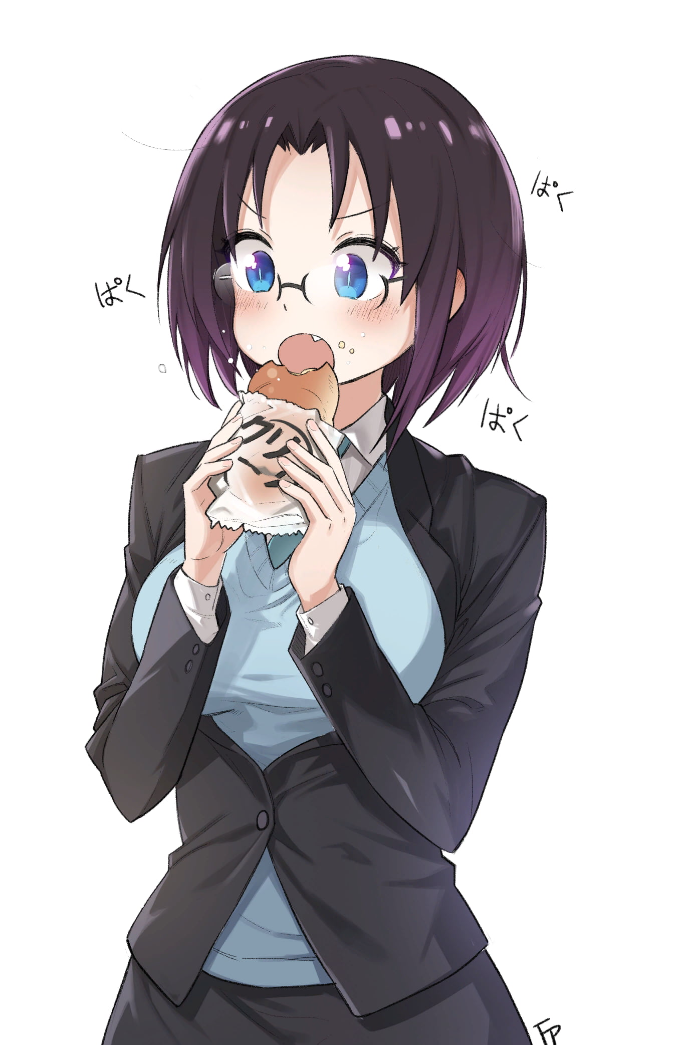 eating, blue eyes, 1080P, Elma Jouii (Kobayashi-San Chi no Maid Dragon), Kobayashi-san Chi no Maid Dragon, white background, anime girls, anime, food, Phone HD Wallpaper