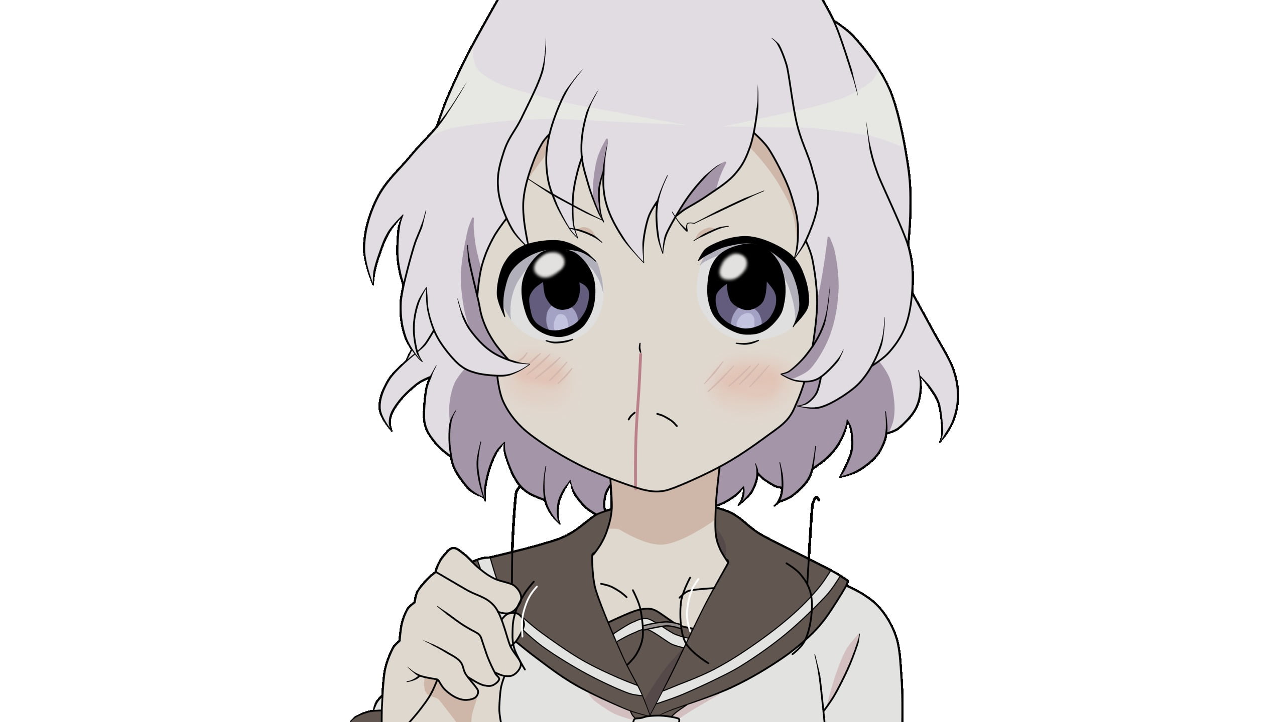 studio shot, cut out, copy space, creativity, anime girls, simple background, Yuru Yuri, one person, 2K, human face, close-up, Ikeda Chitose, headshot, HD Wallpaper