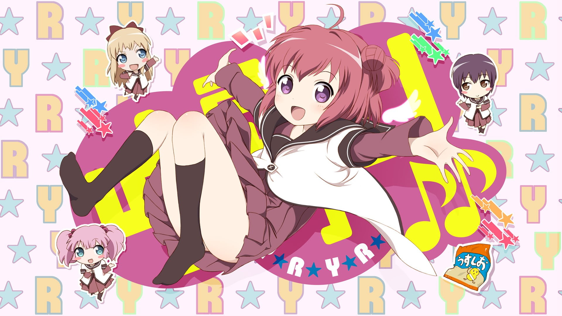 celebration, Yuru Yuri, dancing, 1080P, adult, mammal, representation, Yoshikawa Chinatsu, arts culture and entertainment, front view, domestic animals, HD Wallpaper