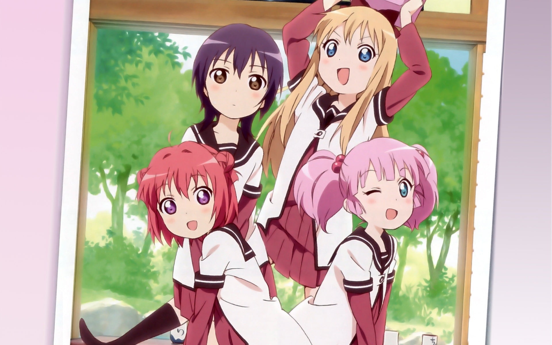 Akaza Akari, mask - disguise, toy, male likeness, mammal, representation, celebration, Funami Yui, art and craft, no people, 1080P, Yuru Yuri, mask, Yoshikawa Chinatsu, HD Wallpaper
