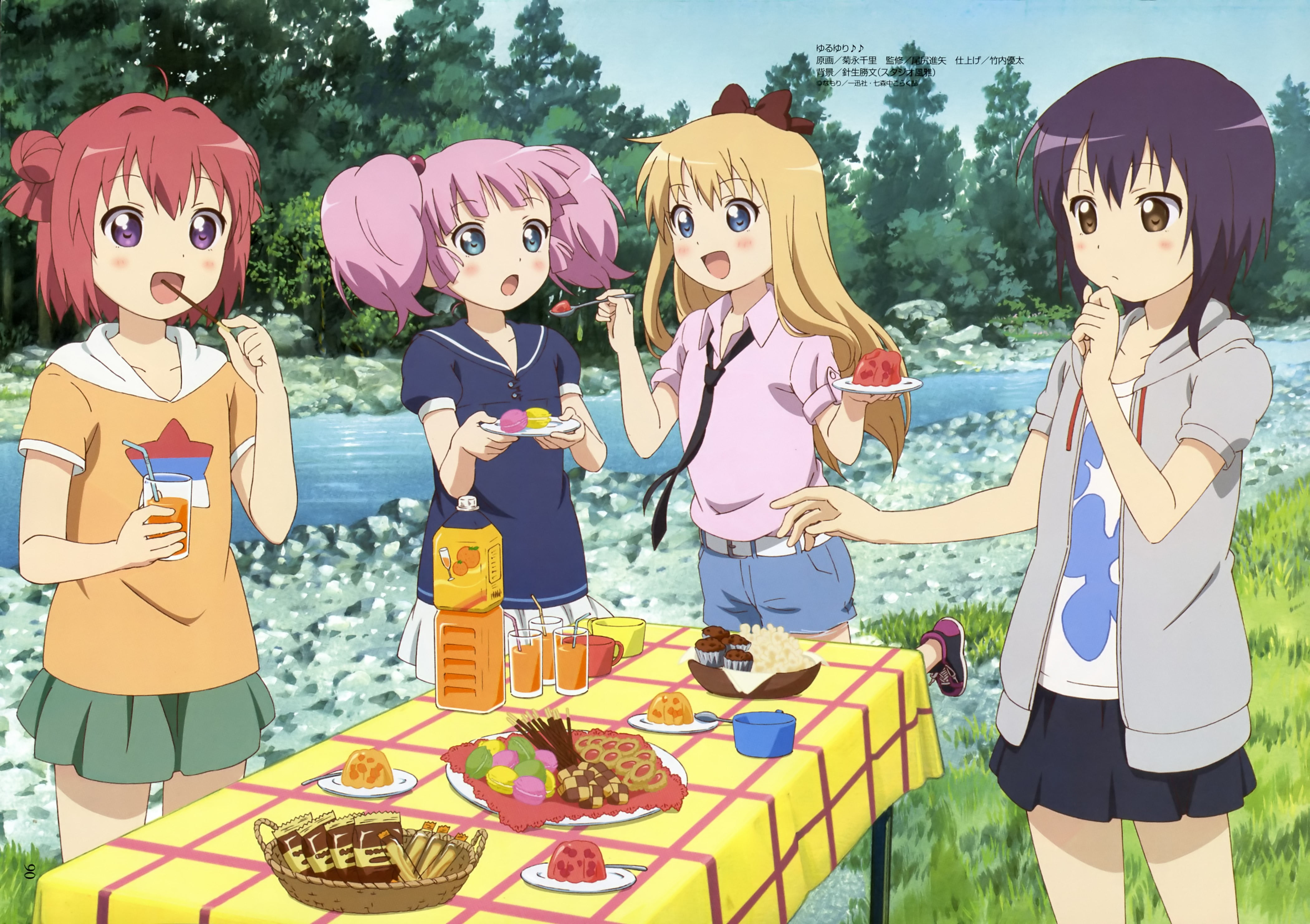 Kyoko Toshino, food and drink, sweet, lifestyles, table, females, 4K, people, day, girls, women, Yuru Yuri, sister, female likeness, sweet food, creativity, HD Wallpaper