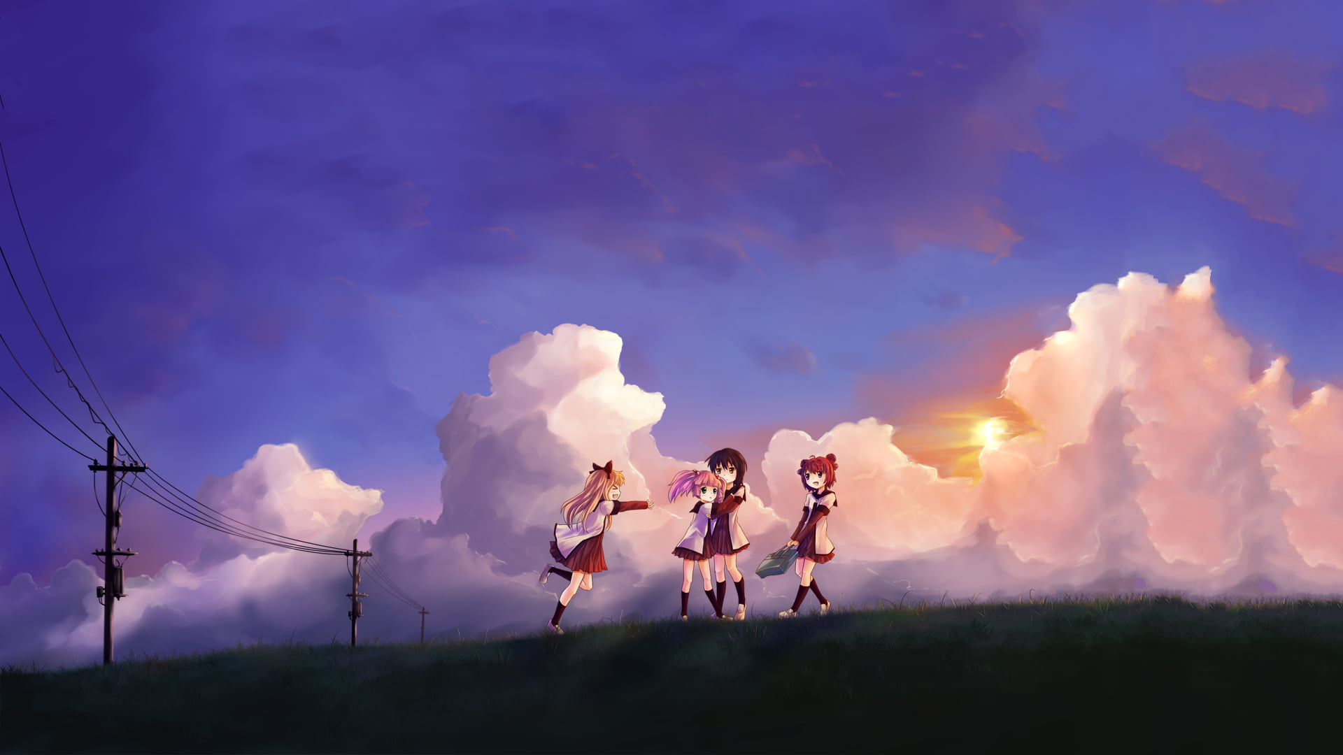 1080P, Yuru Yuri, Akari Akaza, Anime, Kyōko Toshinō, Yui Funami, Chinatsu Yoshikawa, HD Wallpaper