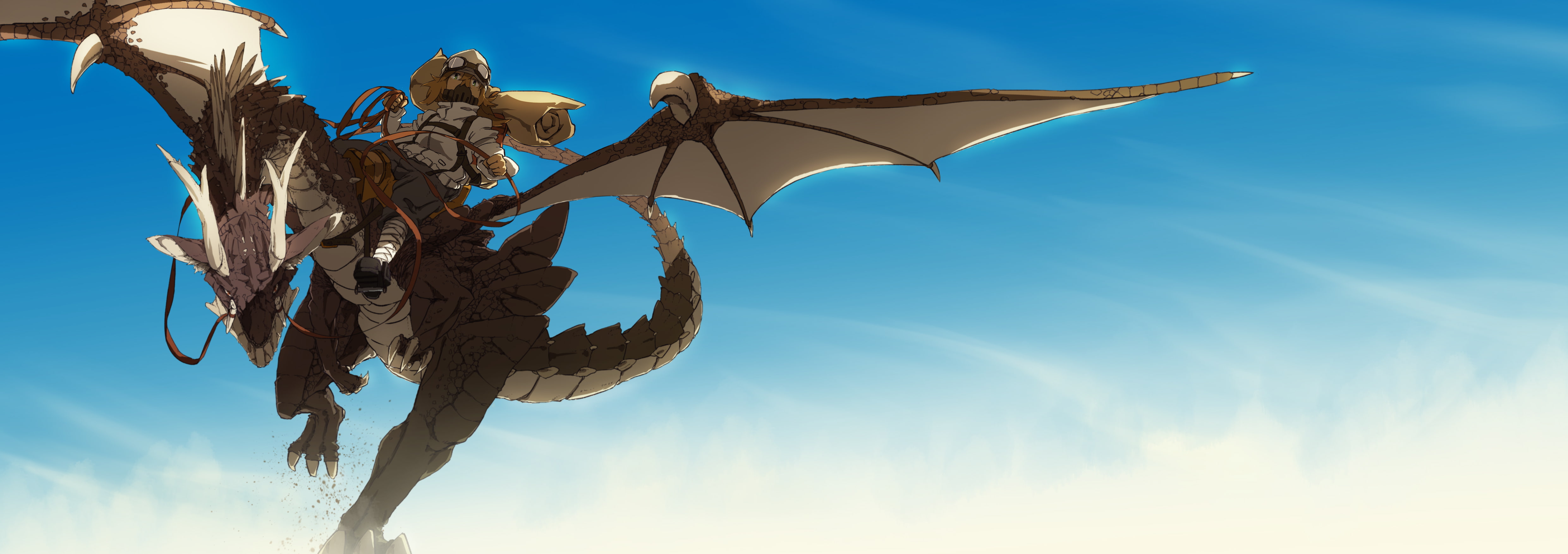 hatsuga, 4K, dragon, dmaigmai, dualscreen, dragons, goggles, fantasy, sky, original, HD Wallpaper