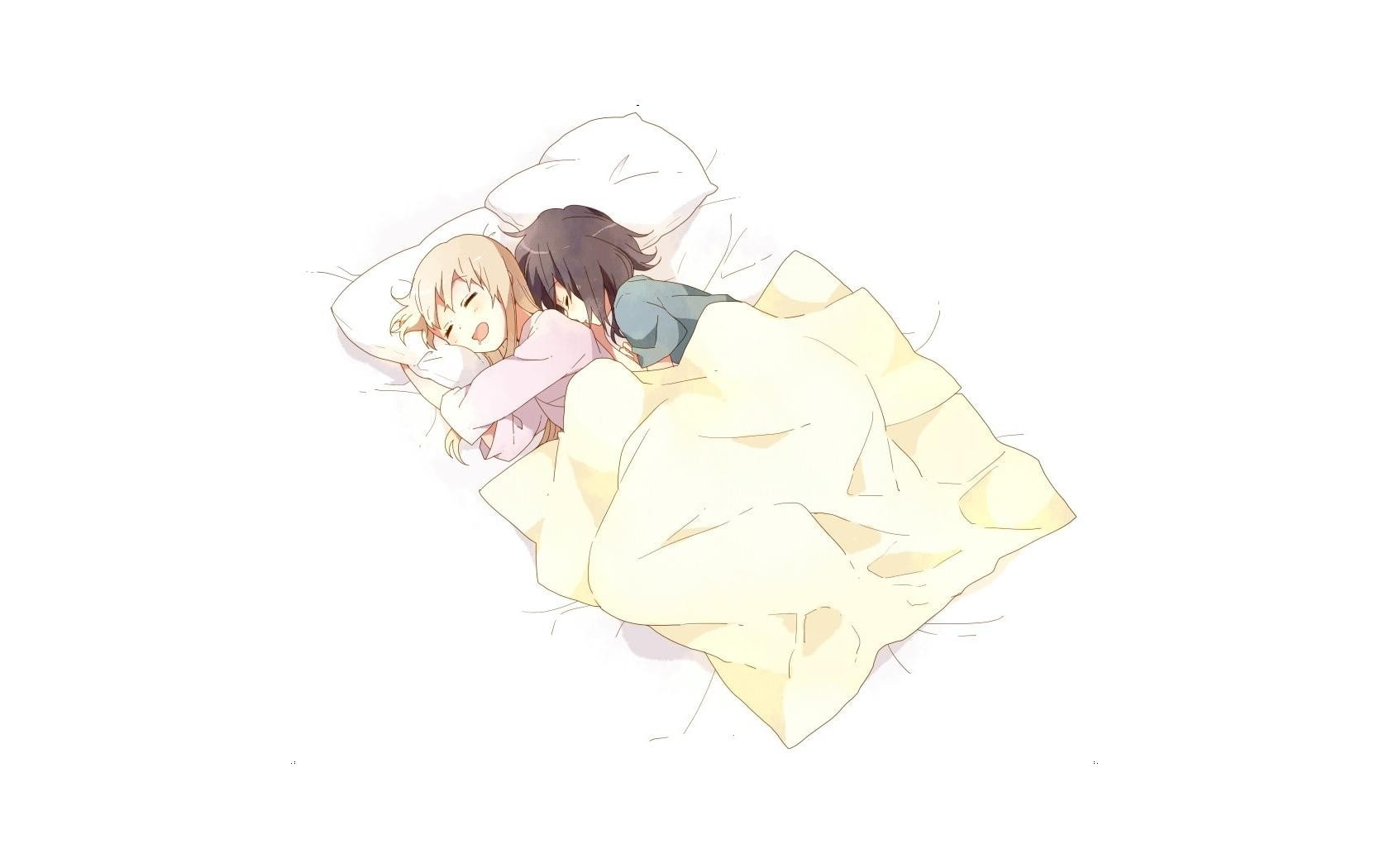 720P, yuri, Yuru Yuri, sleeping, Funami Yui, Toshinou Kyouko, anime girls, HD Wallpaper