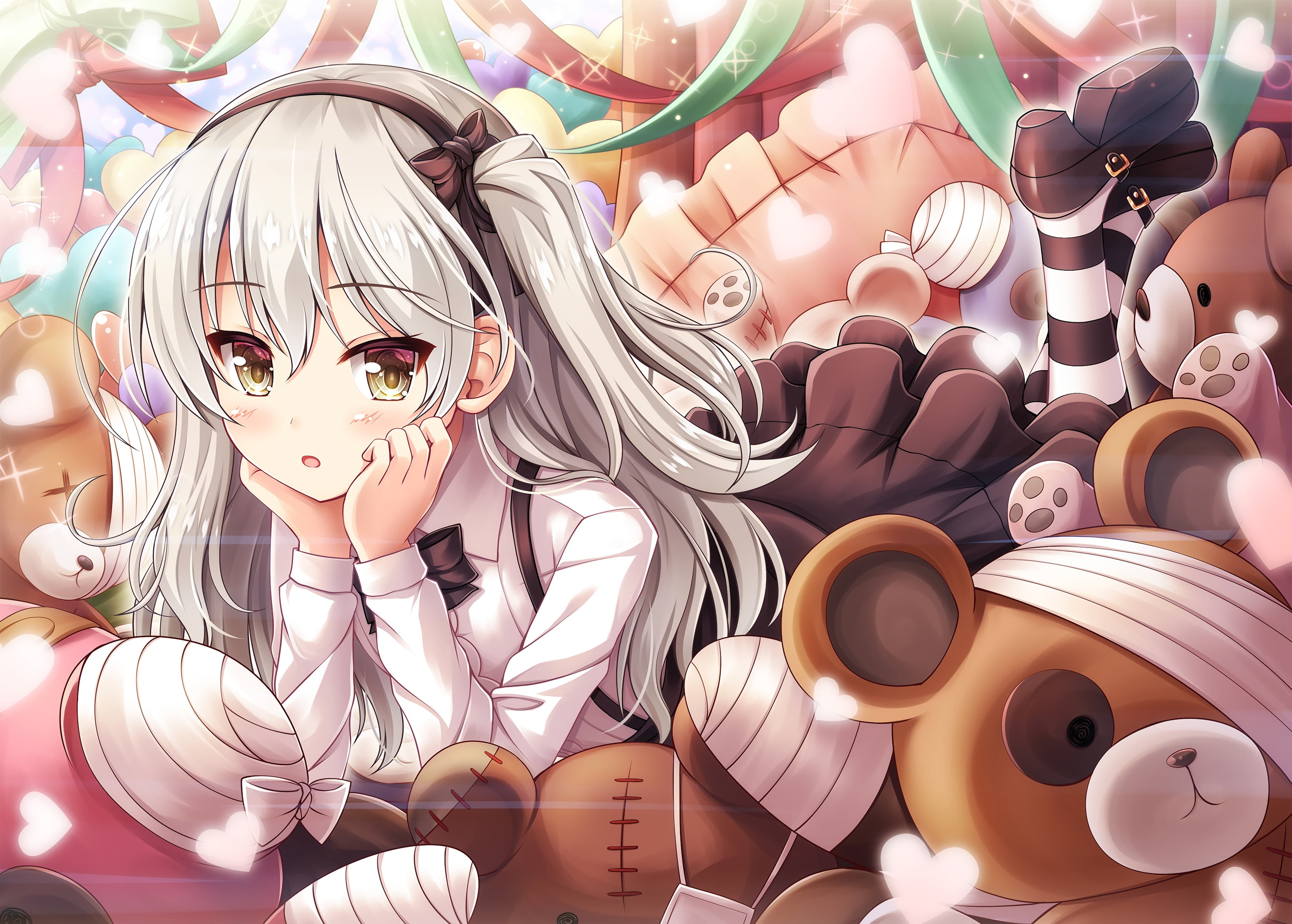 still life, gray hair, choice, craft, Sshimada Arisu, human representation, art and craft, retail, female likeness, long hair, mask, anime, 2K, collection, HD Wallpaper