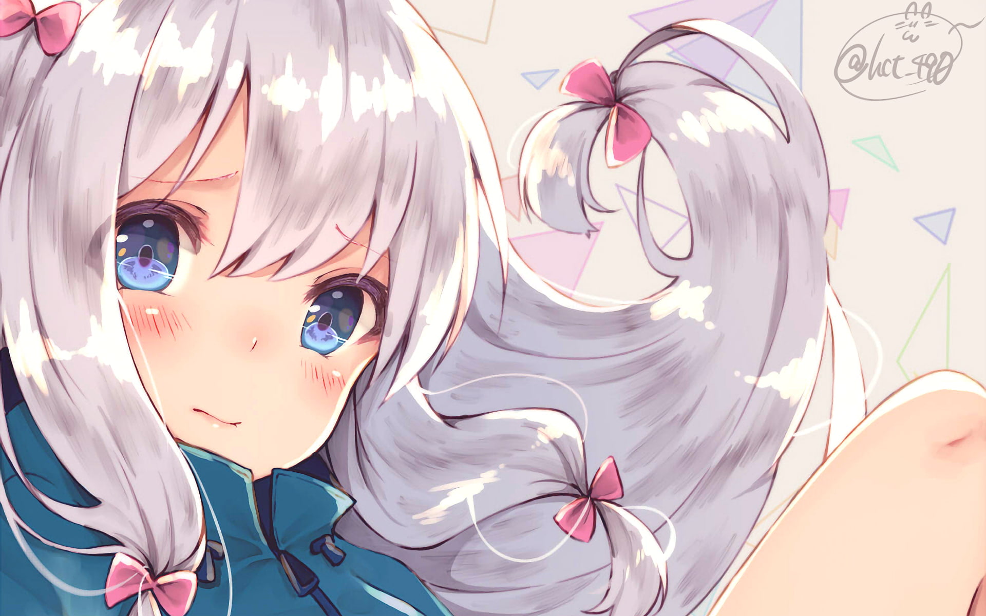 people, indoors, still life, portrait, eromanga-sensei, creativity, lifestyles, izumi sagiri, long hair, human representation, art and craft, Anime, looking at camera, HD Wallpaper