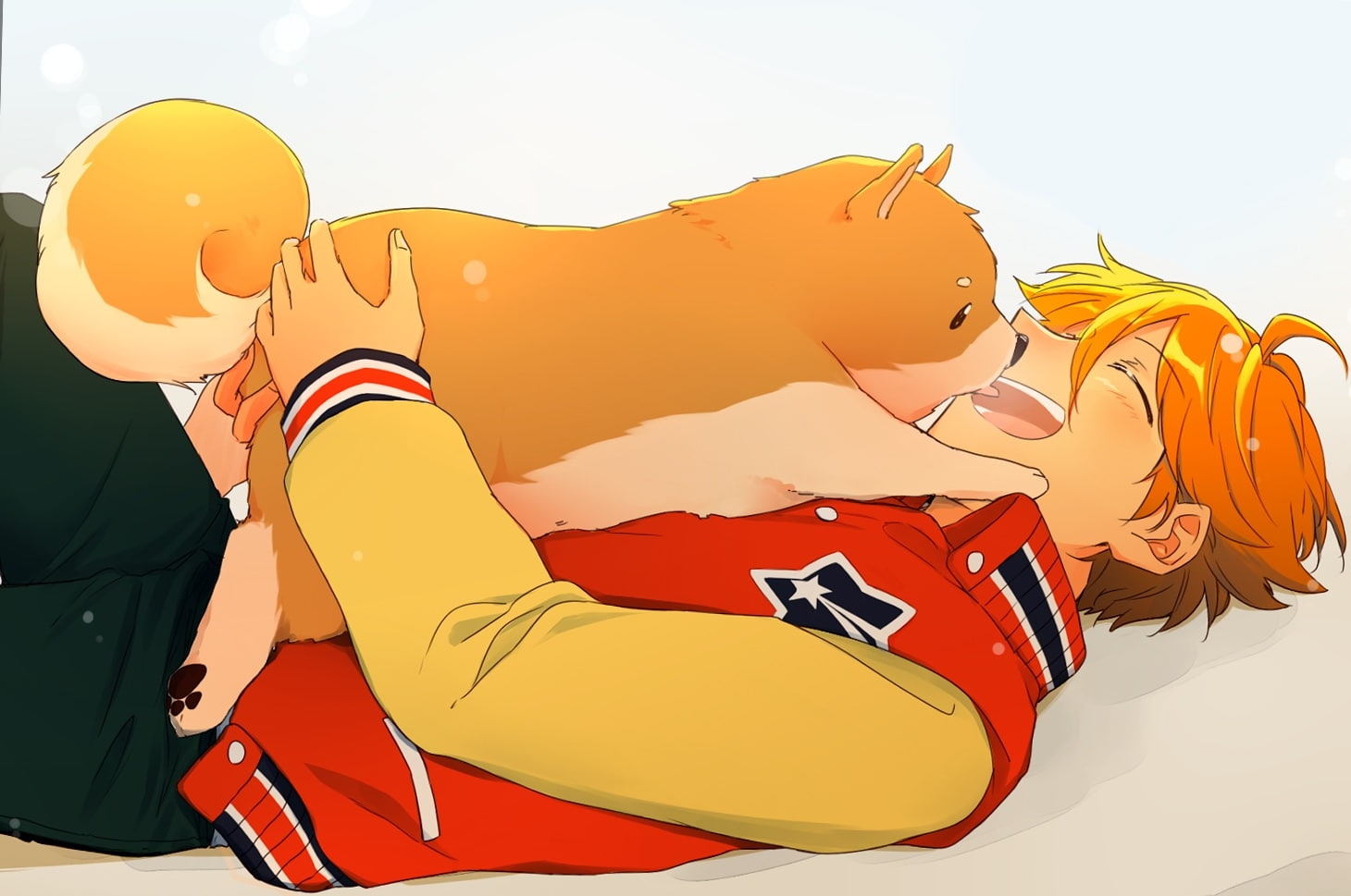 720P, red, Anime, akehoshi subaru, mammal, leisure activity, animal wildlife, representation, dog, nature, real people, men, fluffy, sky, cute, lifestyles, HD Wallpaper
