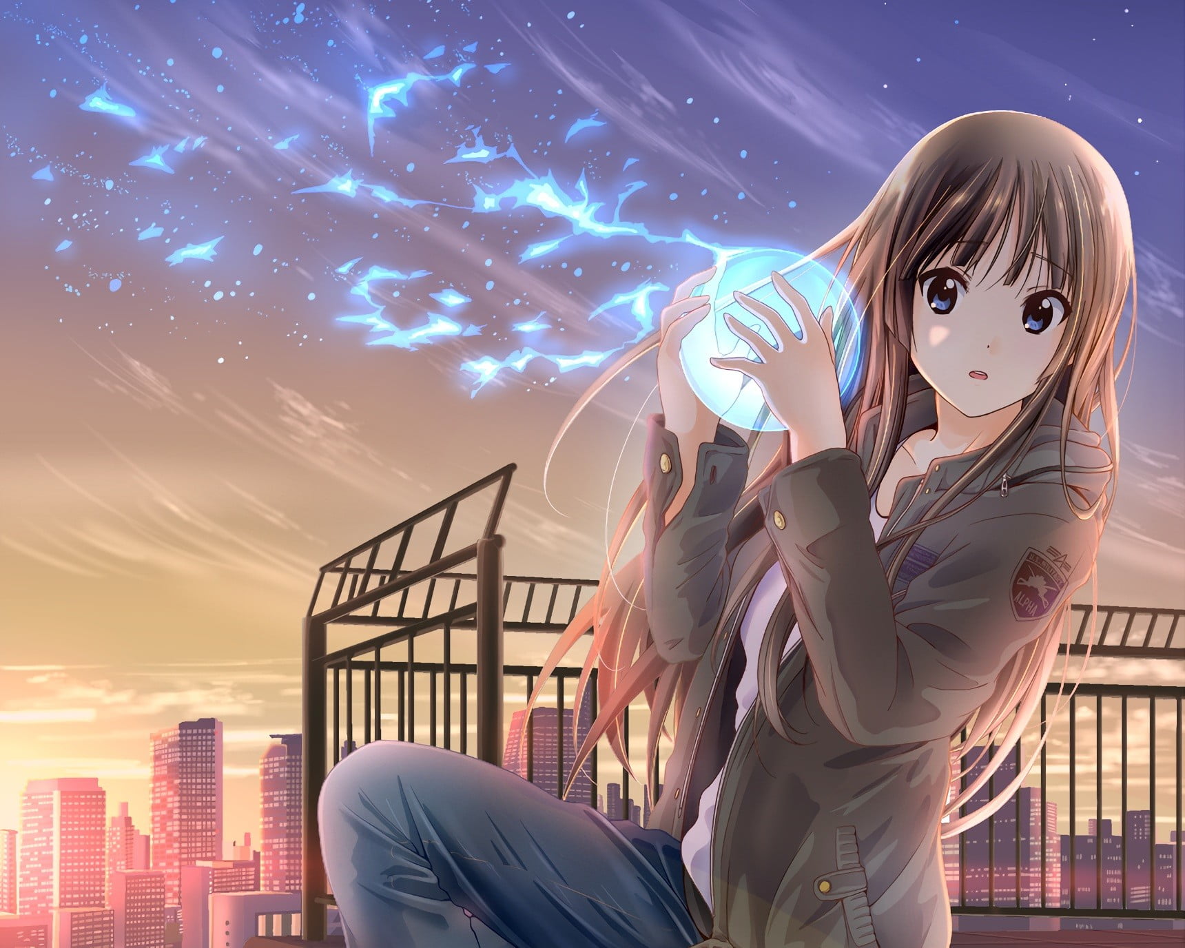 sunset, building, 720P, night, women, K-ON!, looking at camera, lifestyles, Akiyama Mio, shirt, ball, real people, skyscraper, clouds, sky, outdoors, building exterior, HD Wallpaper