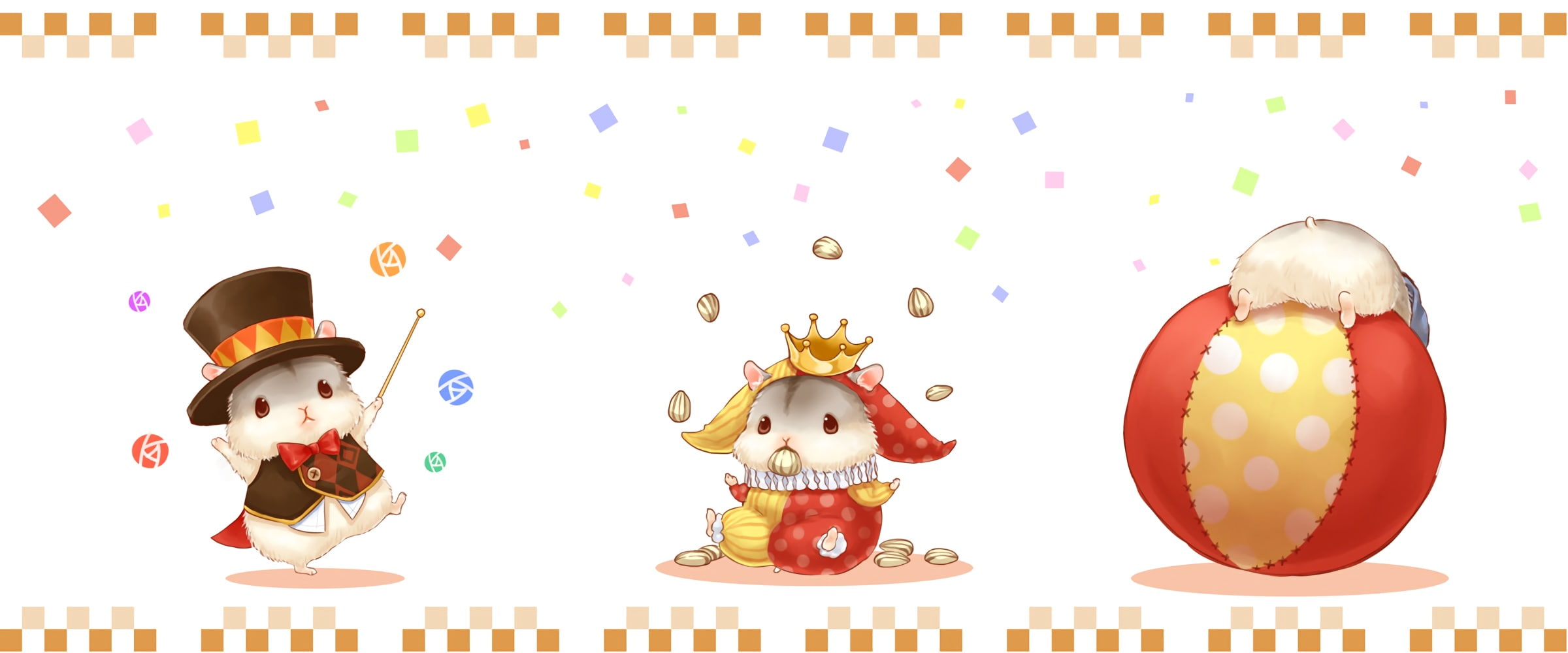 ball, collar, animal, crown, wand, 252466, 1080P, waifu2x, yutaka, konachan, com, kana, bow, food, hat, nobody, original, HD Wallpaper
