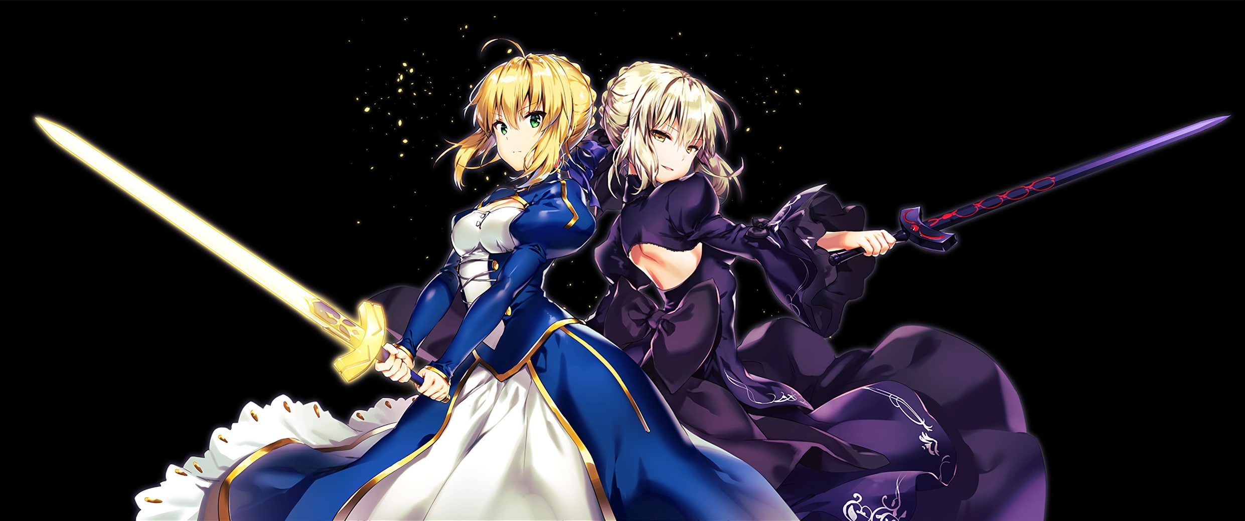 stay, hair, 1080P, eyes, konachan, alter, 257388, com, breasts, bow, yellow, green, black, fate, weapon, cleavage, saber, waifu2x, dress, (series), riichu, HD Wallpaper