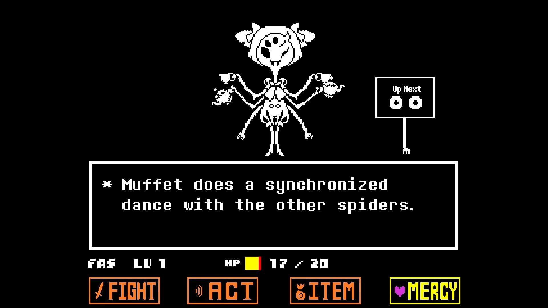Video Game, 1080P, western script, Muffet (Undertale), illuminated, guidance, information, black background, male likeness, Undertale, communication, text, HD Wallpaper