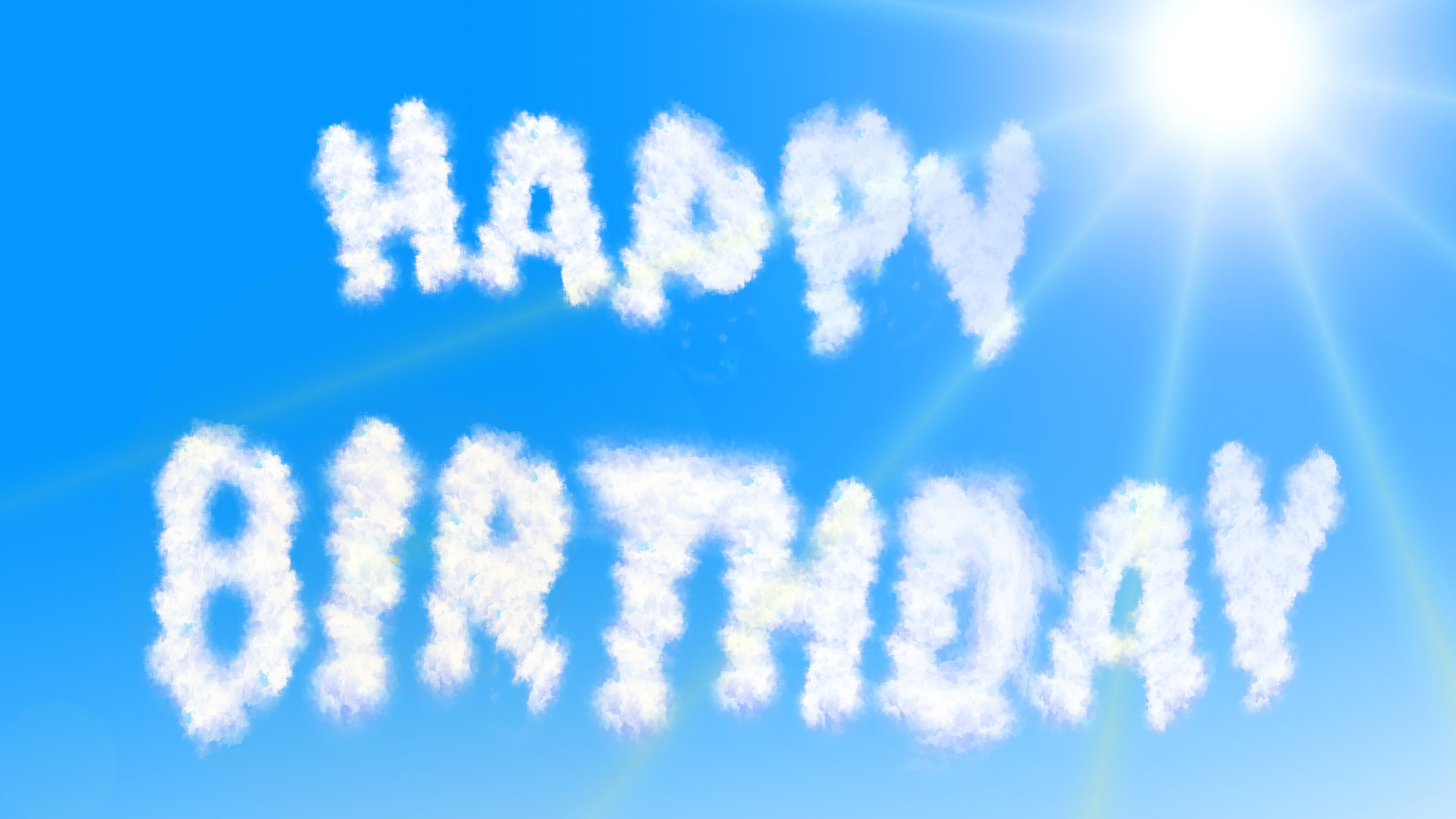 birthday, clouds, happy, 4K, HD Wallpaper