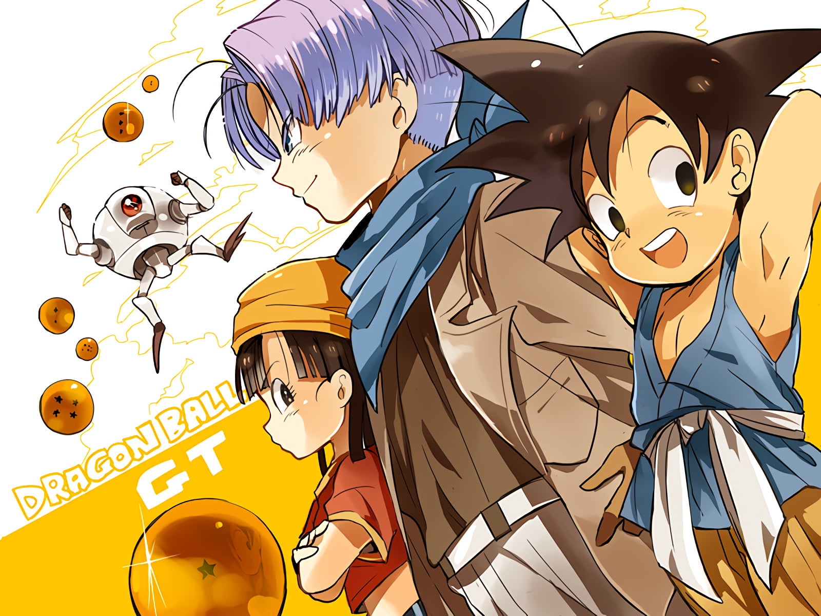 representation, Dragon Ball, Goku, 720P, food and drink, yellow, Trunks (Dragon Ball), Pan (Dragon Ball), creativity, art and craft, human representation, HD Wallpaper