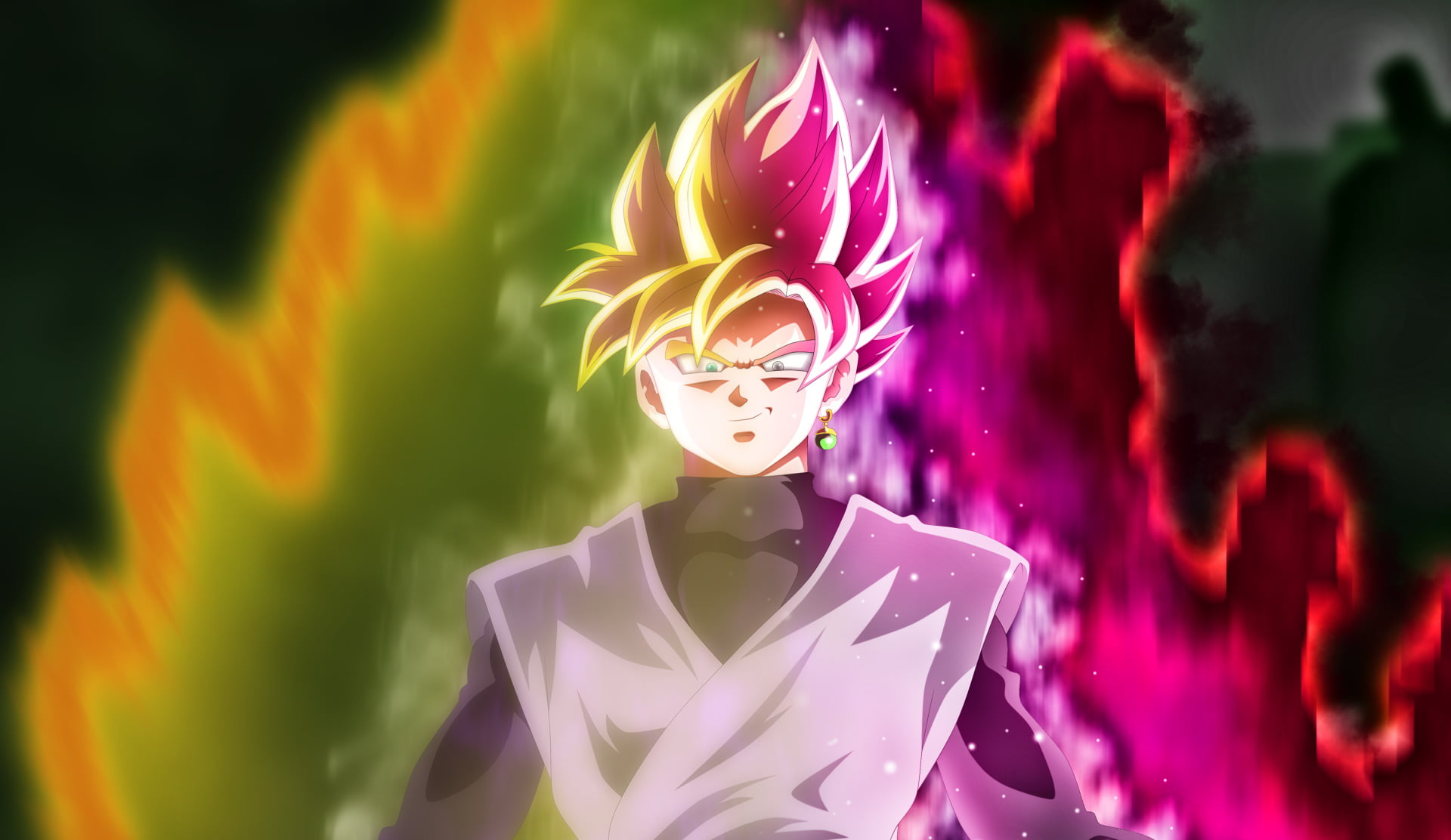 SSR Black, focus on foreground, human representation, disguise, Dragon Ball Super, standing, selective focus, pink color, 1080P, close-up, celebration, HD Wallpaper