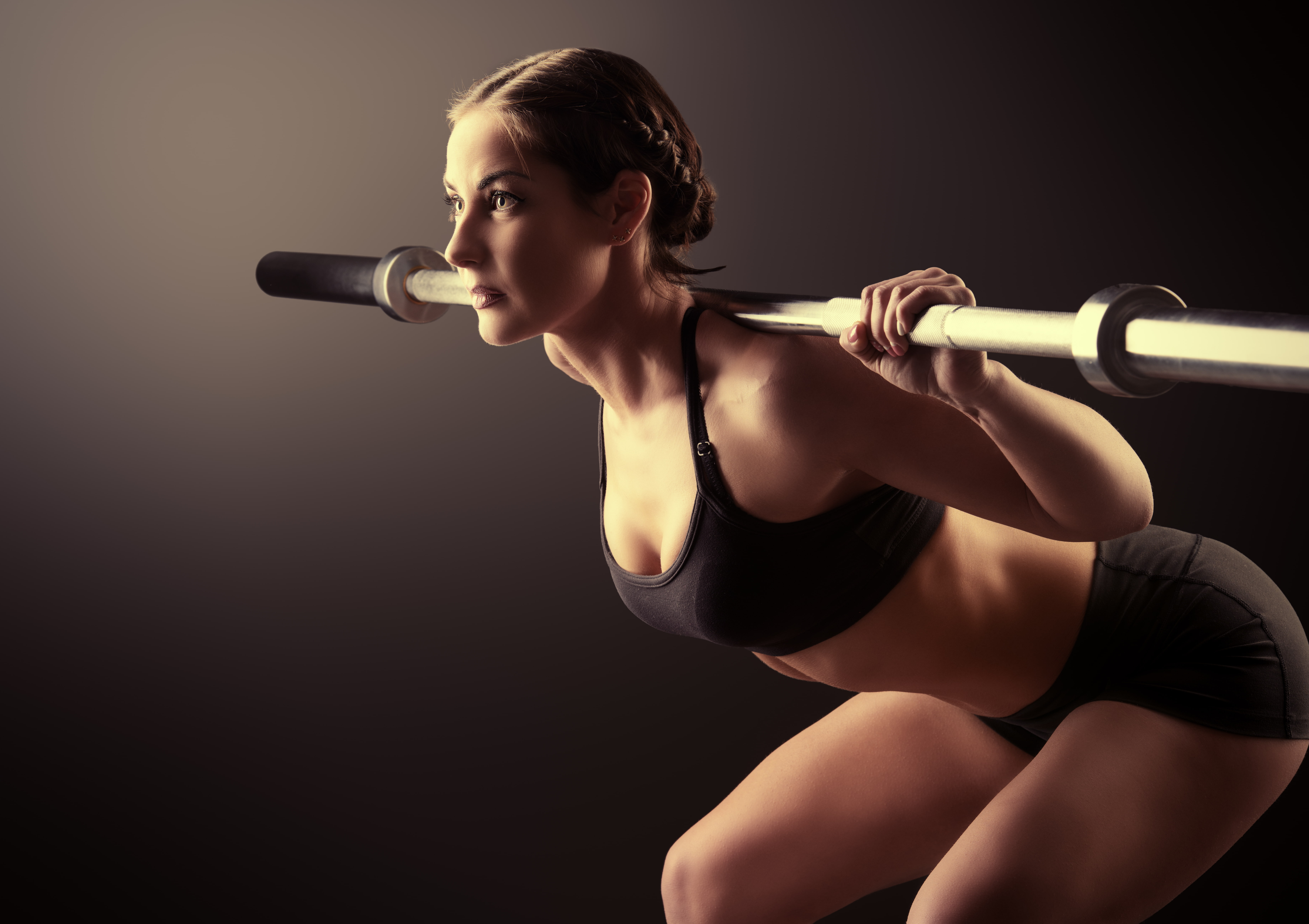 fitness, weight bar, 5K, woman, workout, pose, HD Wallpaper