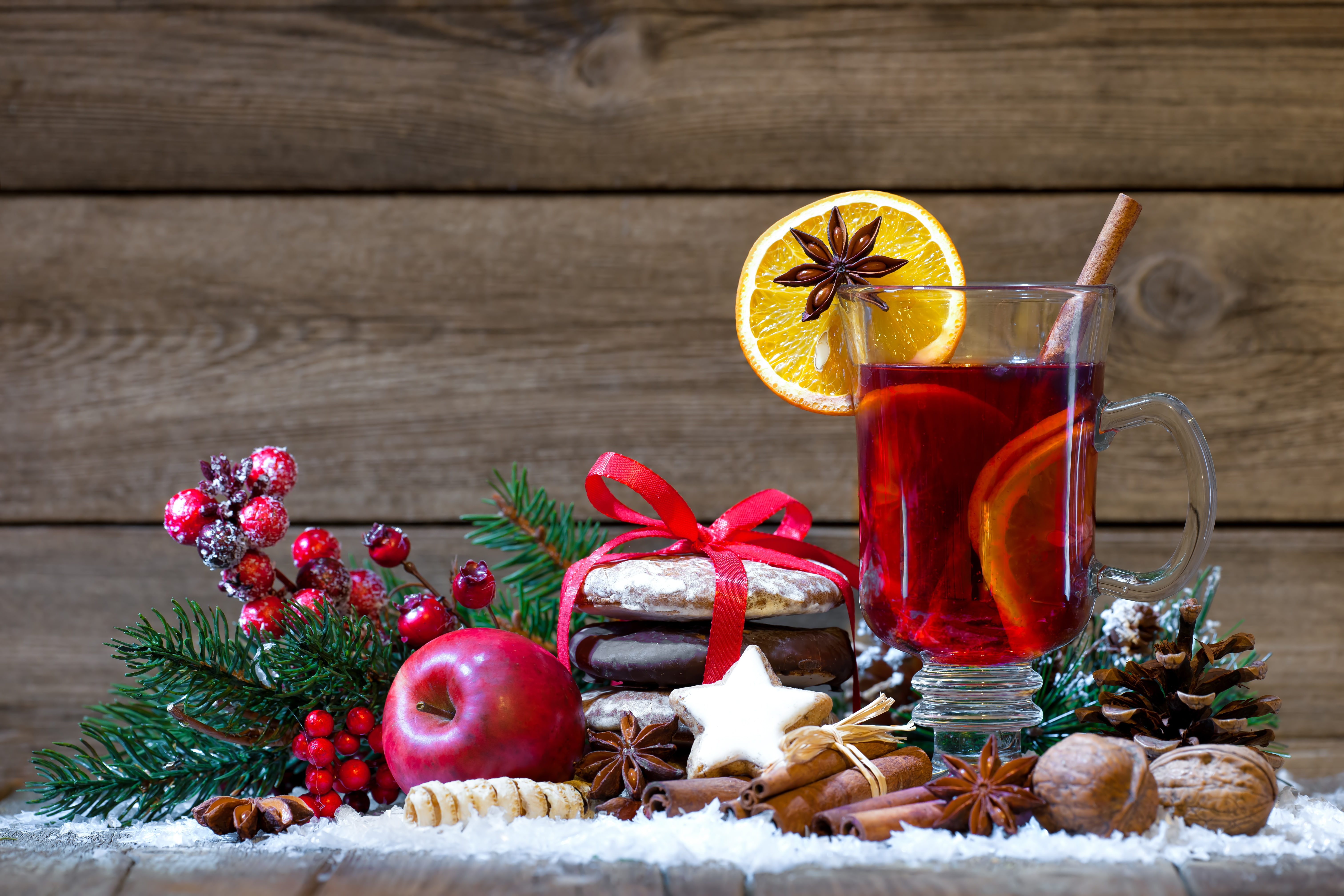 cinnamon, mulled wine, tea, orange, New Year, nuts, 5K, punch, decoration, merry christmas, cookies, Apple, Christmas, wine, HD Wallpaper