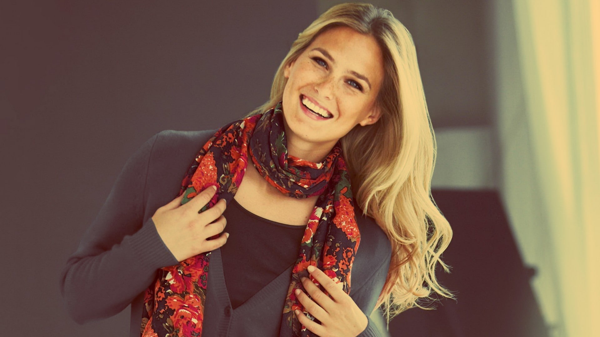 1080P, laughing, Bar Refaeli, women, model, long hair, HD Wallpaper