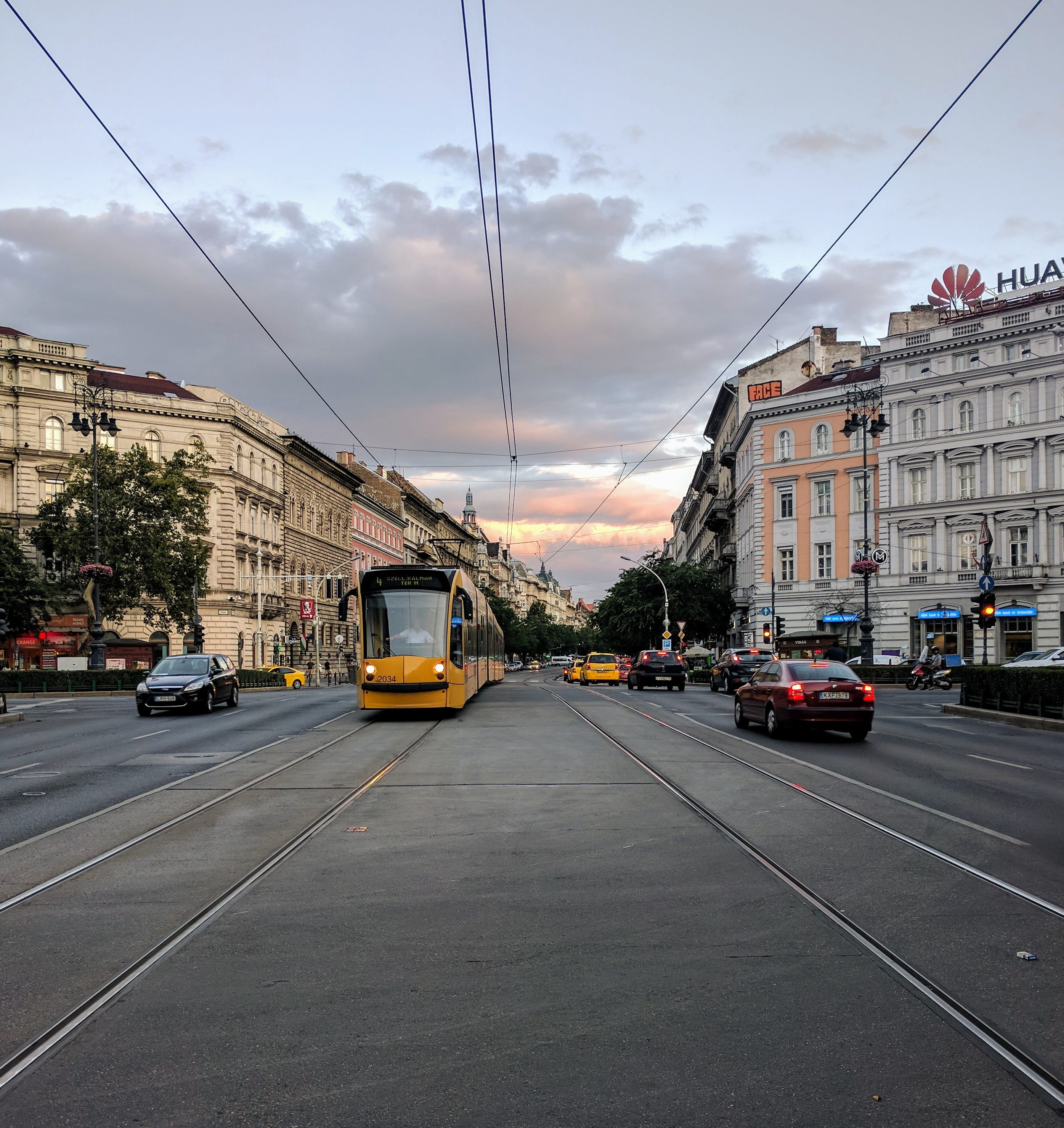 motor vehicle, land vehicle, urban, built structure, day, cable, the way forward, road, mode of transportation, 2K, transportation, tram, car, nature, Phone HD Wallpaper