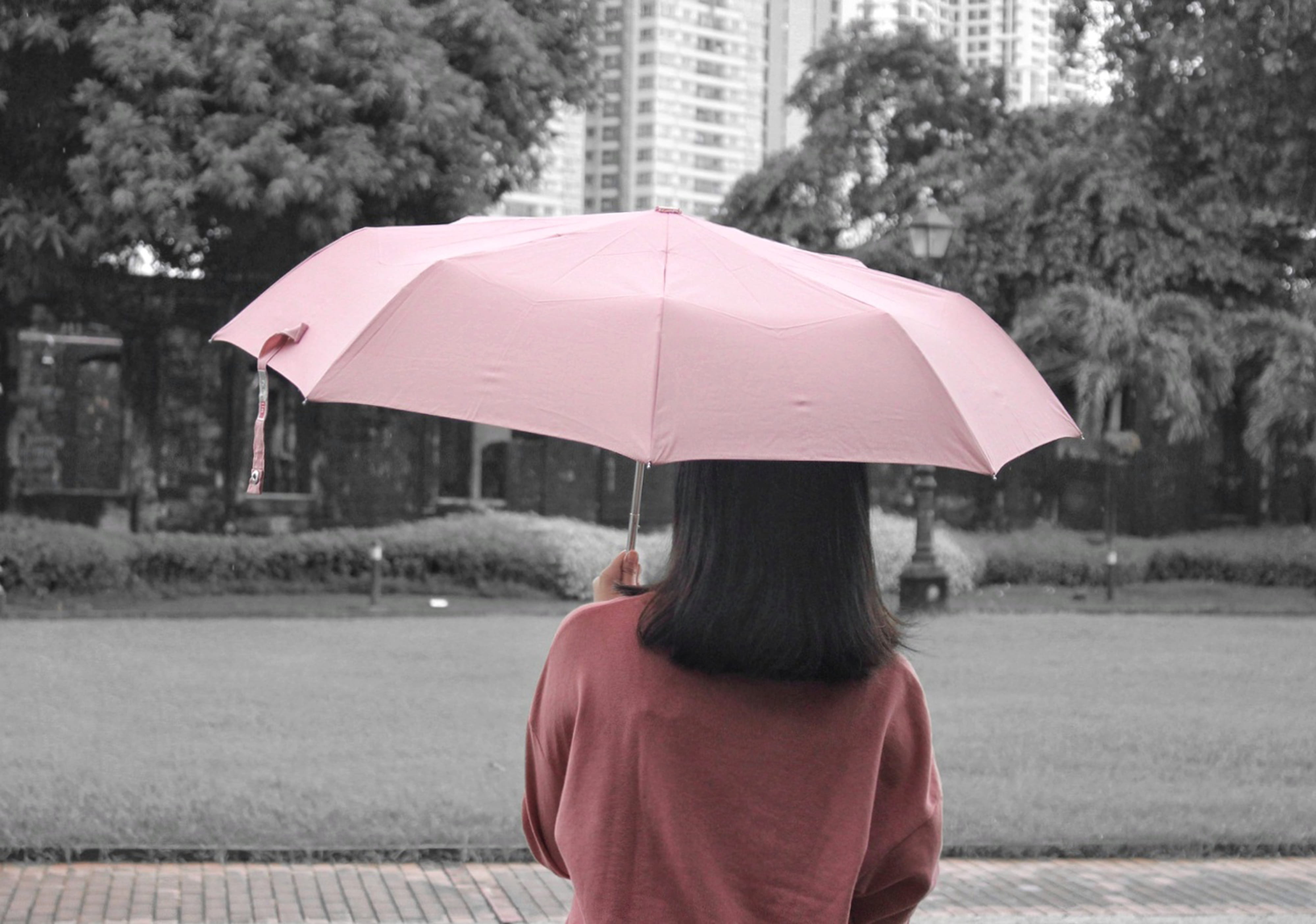 standing, rear view, women, manila, 4K, wet, water, rain, nature, city, one person, outdoors, holding, protection, intramuros, adult, philippines, rainy season, HD Wallpaper