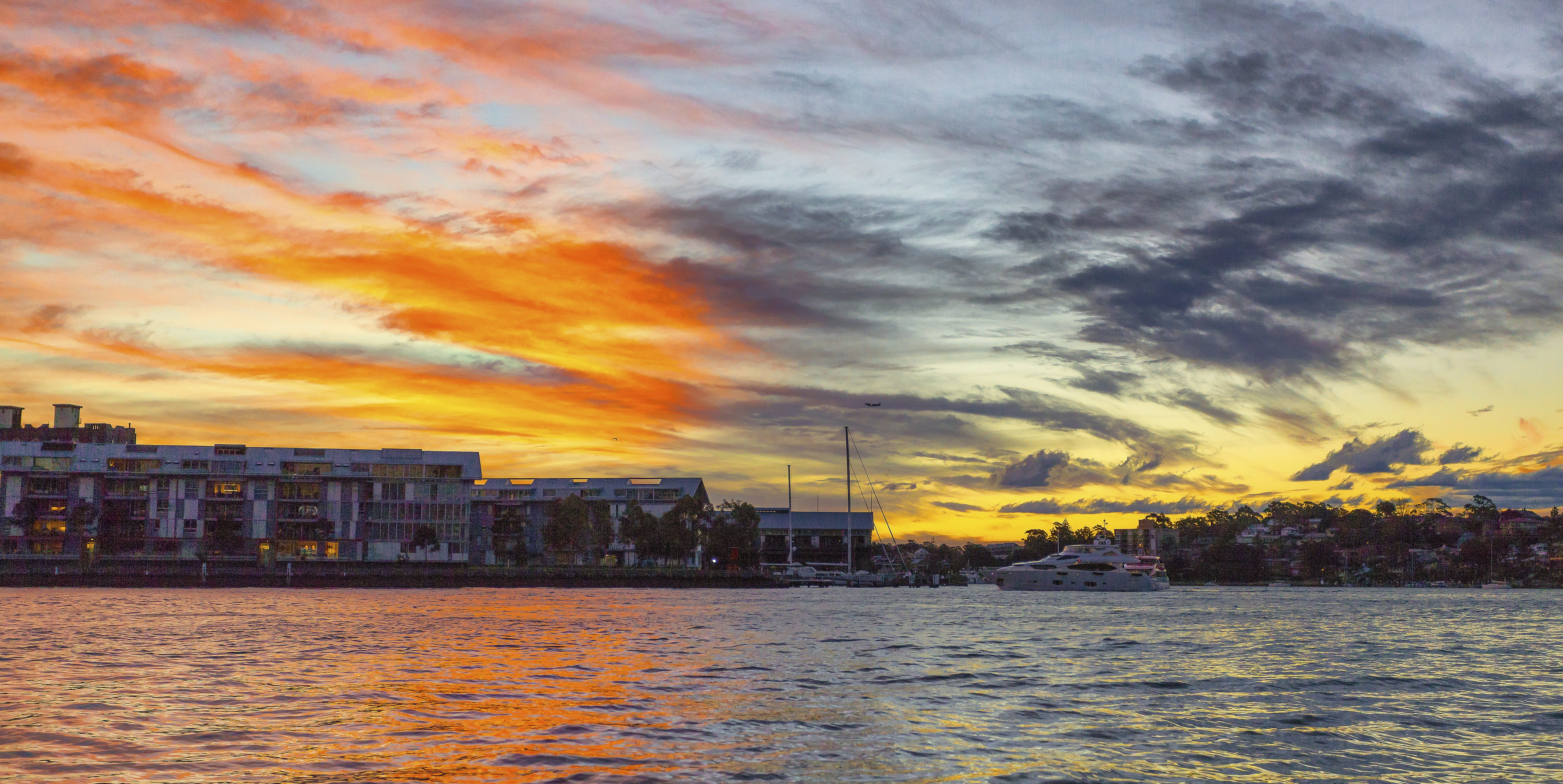 building, travel, harbour, built structure, sea, landscape, architecture, residential district, photography, clouds, watercraft, evening, evening sky, town, HD Wallpaper