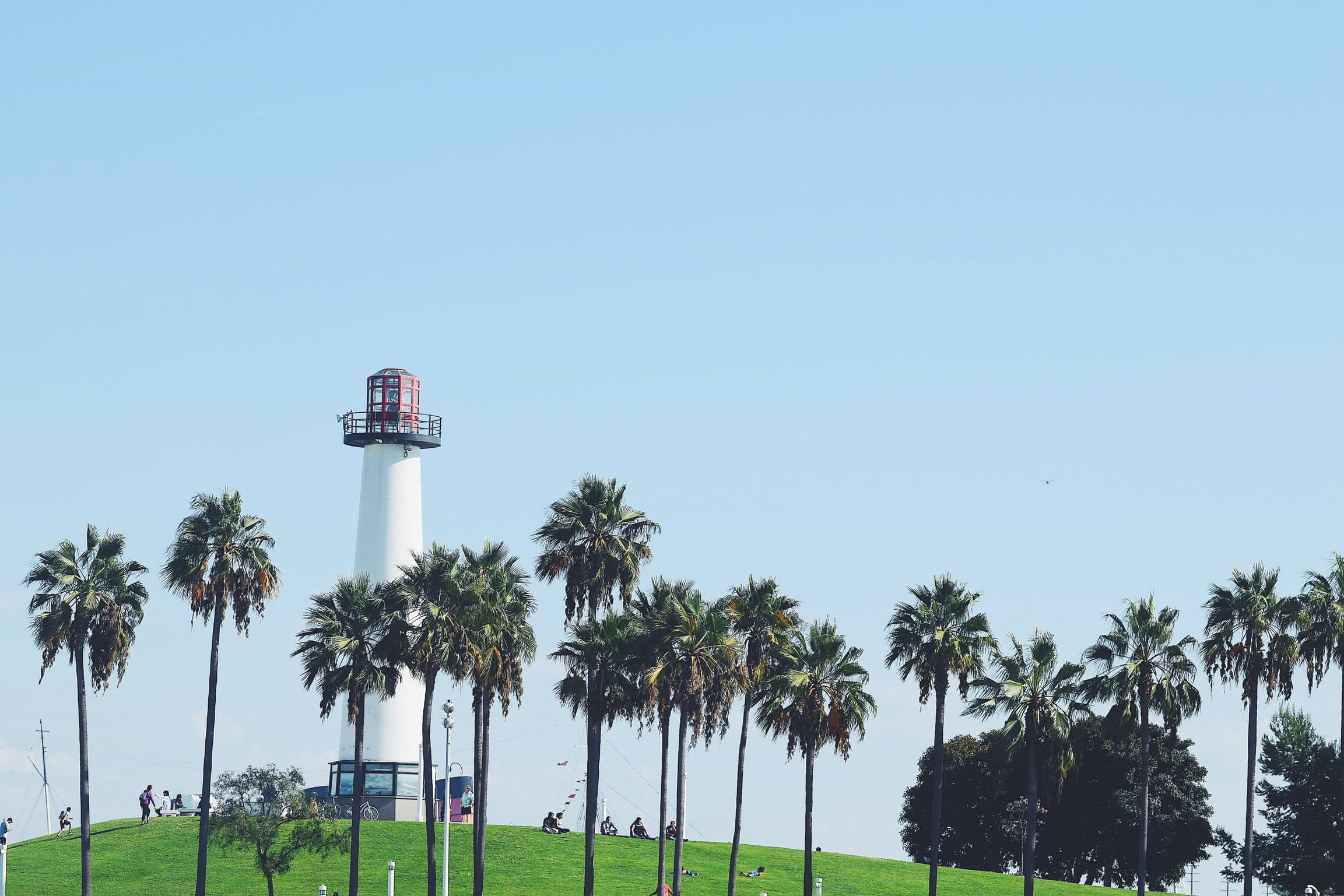 architecture, water, long beach, outdoors, trees, california, clear sky, protection, day, communication, landscape, beach, building exterior, security, HD Wallpaper